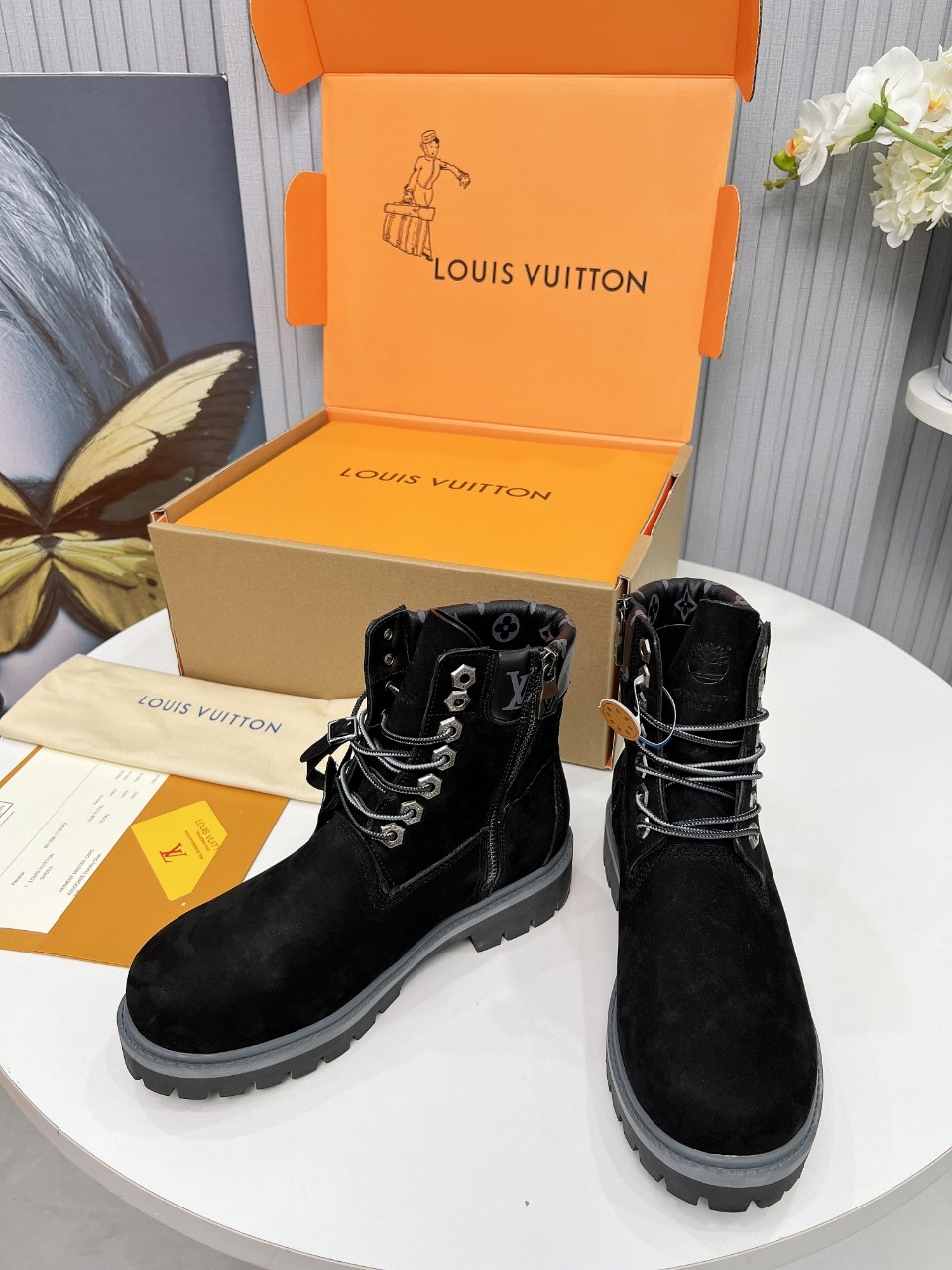 Louis Vuitton Timberland Male Boots Cow Leather Waterproof M-l-s