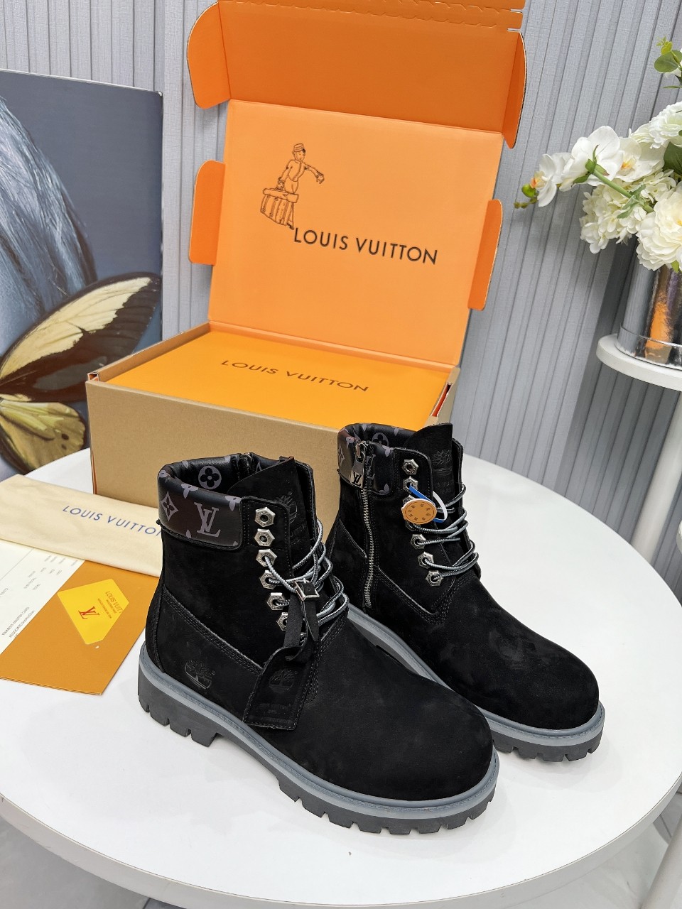 Louis Vuitton Timberland Male Boots Cow Leather Waterproof M-l-s