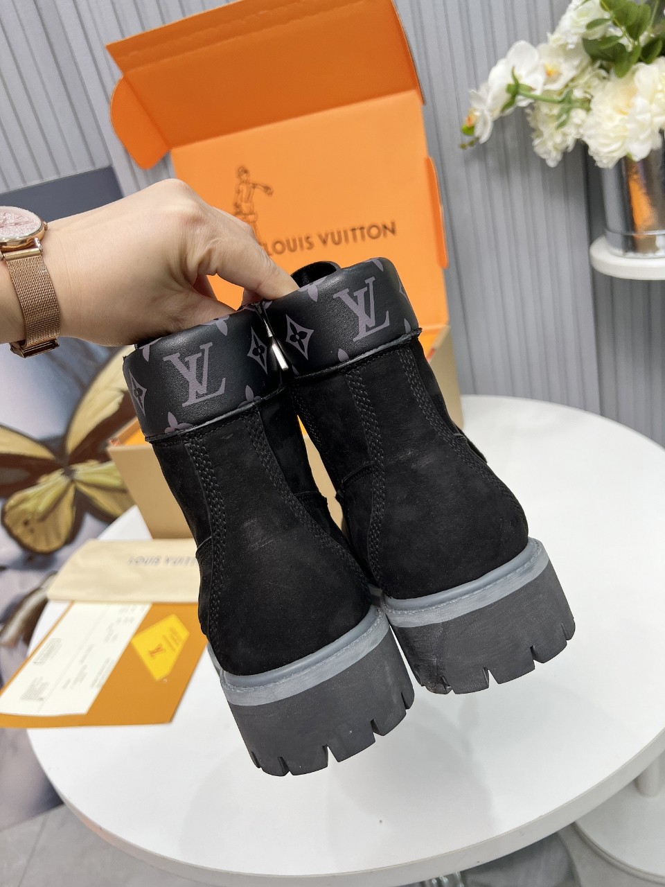Louis Vuitton Timberland Male Boots Cow Leather Waterproof M-l-s