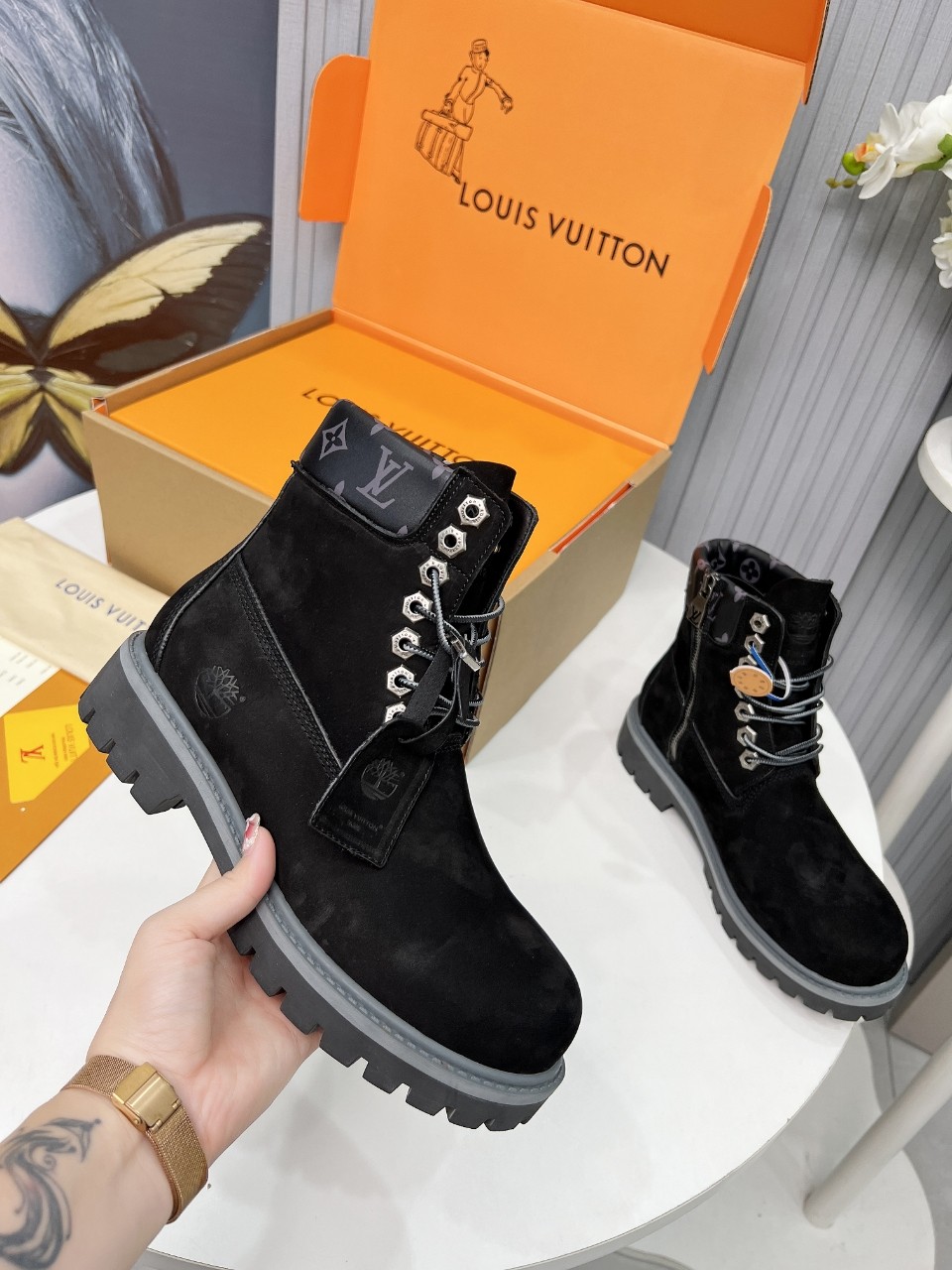 Louis Vuitton Timberland Male Boots Cow Leather Waterproof M-l-s
