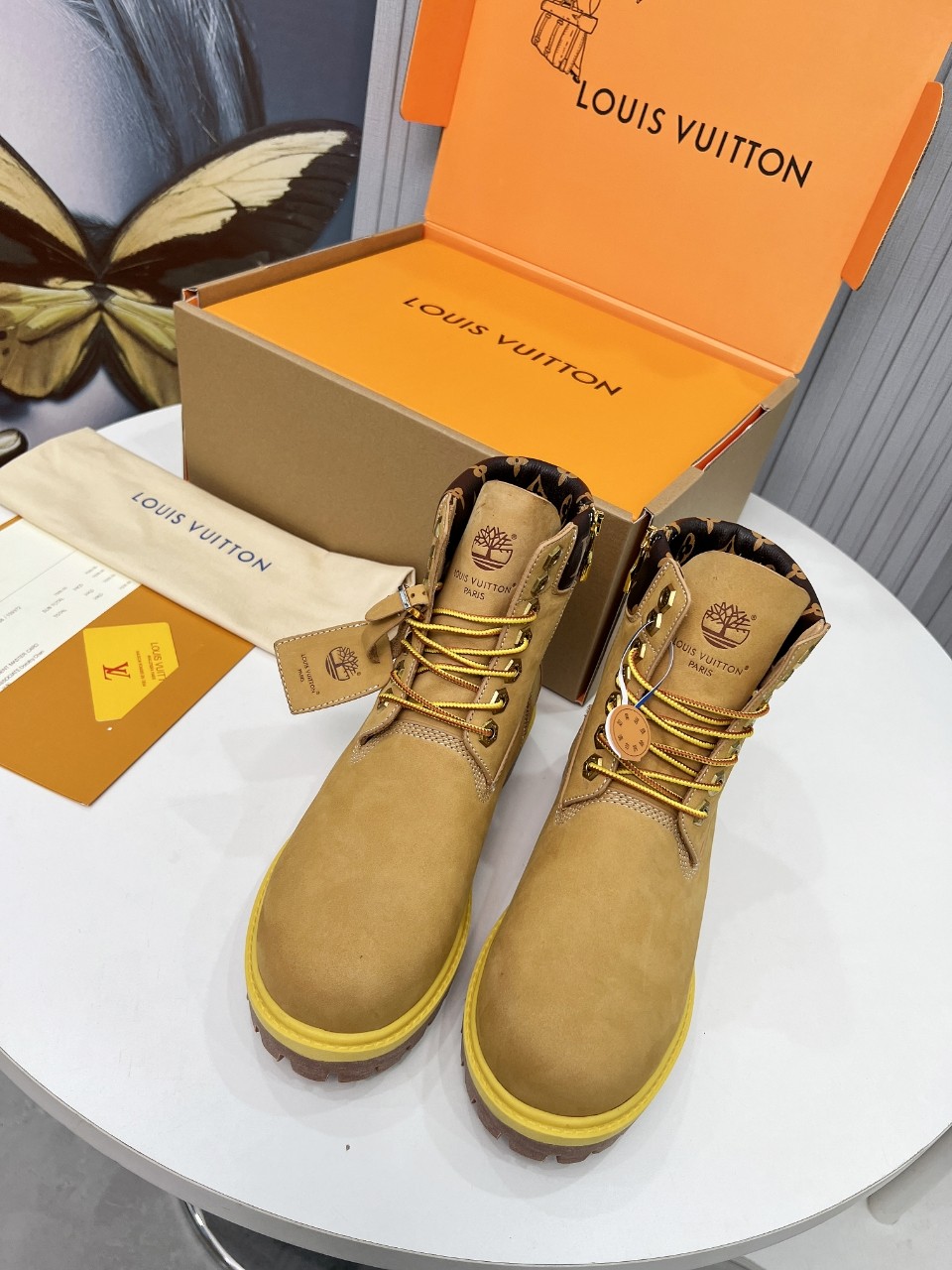 Louis Vuitton Timberland Male Boots Cow Leather Waterproof M-l-s