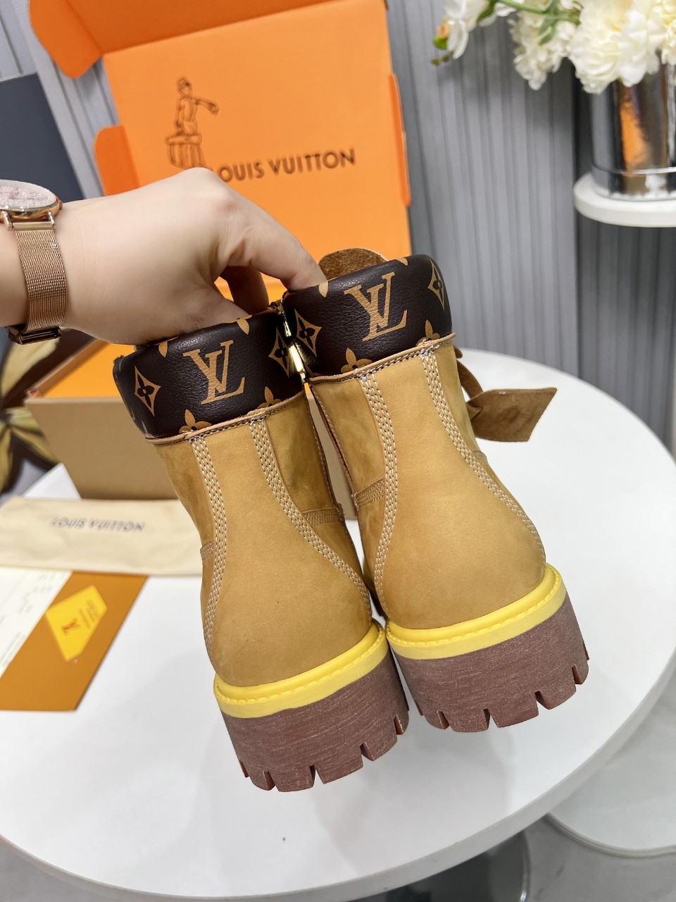 Louis Vuitton Timberland Male Boots Cow Leather Waterproof M-l-s