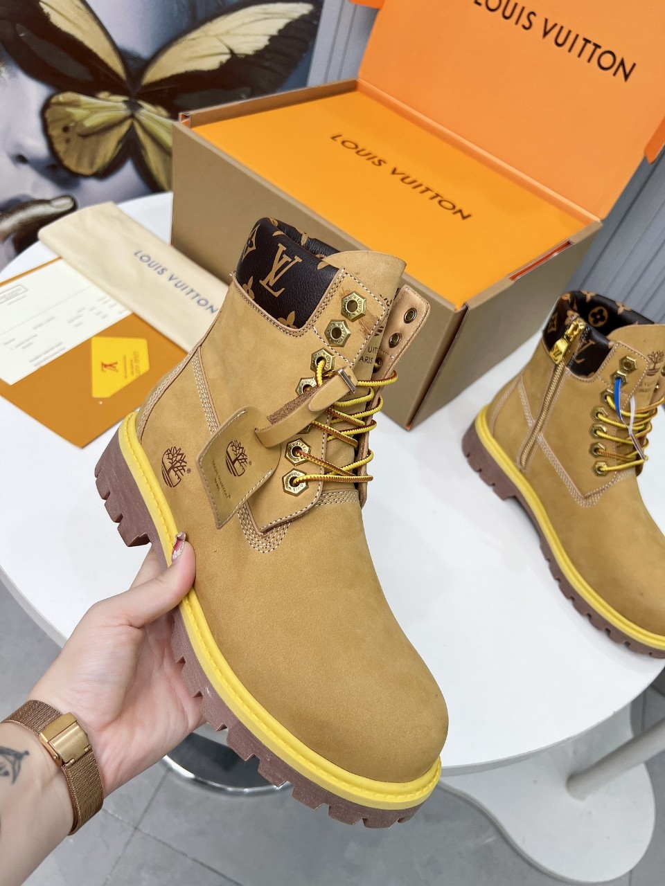 Louis Vuitton Timberland Male Boots Cow Leather Waterproof M-l-s