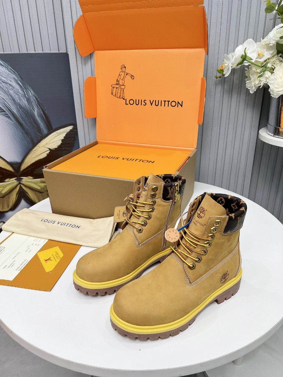 Louis Vuitton Timberland Male Boots Cow Leather Waterproof M-l-s
