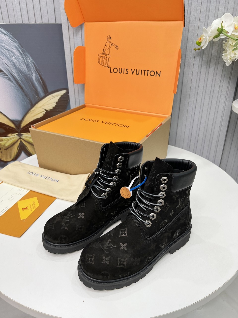Louis Vuitton Timberland Male Boots Cow Leather Waterproof M-l-s