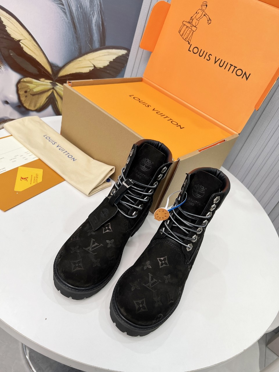 Louis Vuitton Timberland Male Boots Cow Leather Waterproof M-l-s