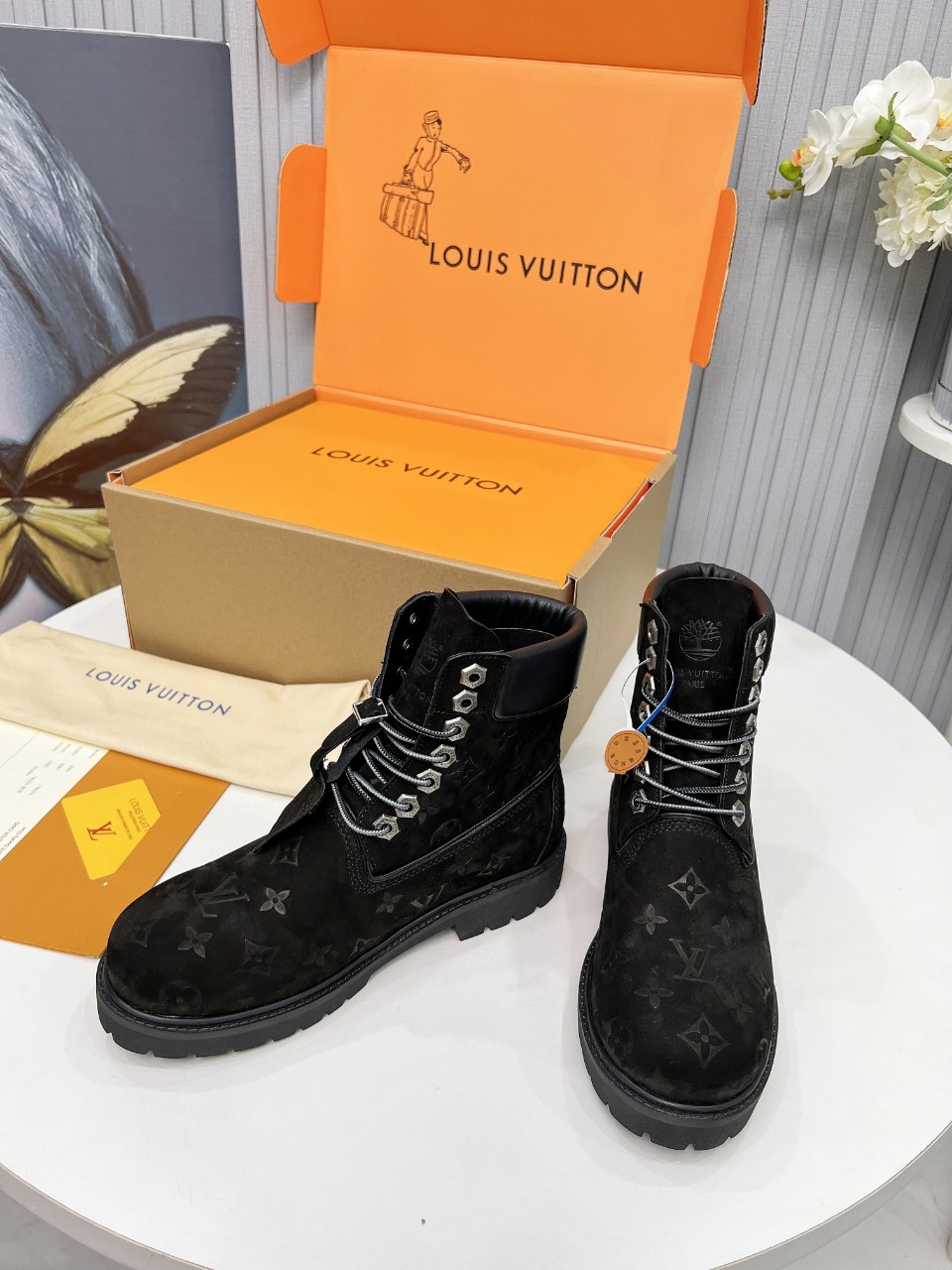 Louis Vuitton Timberland Male Boots Cow Leather Waterproof M-l-s