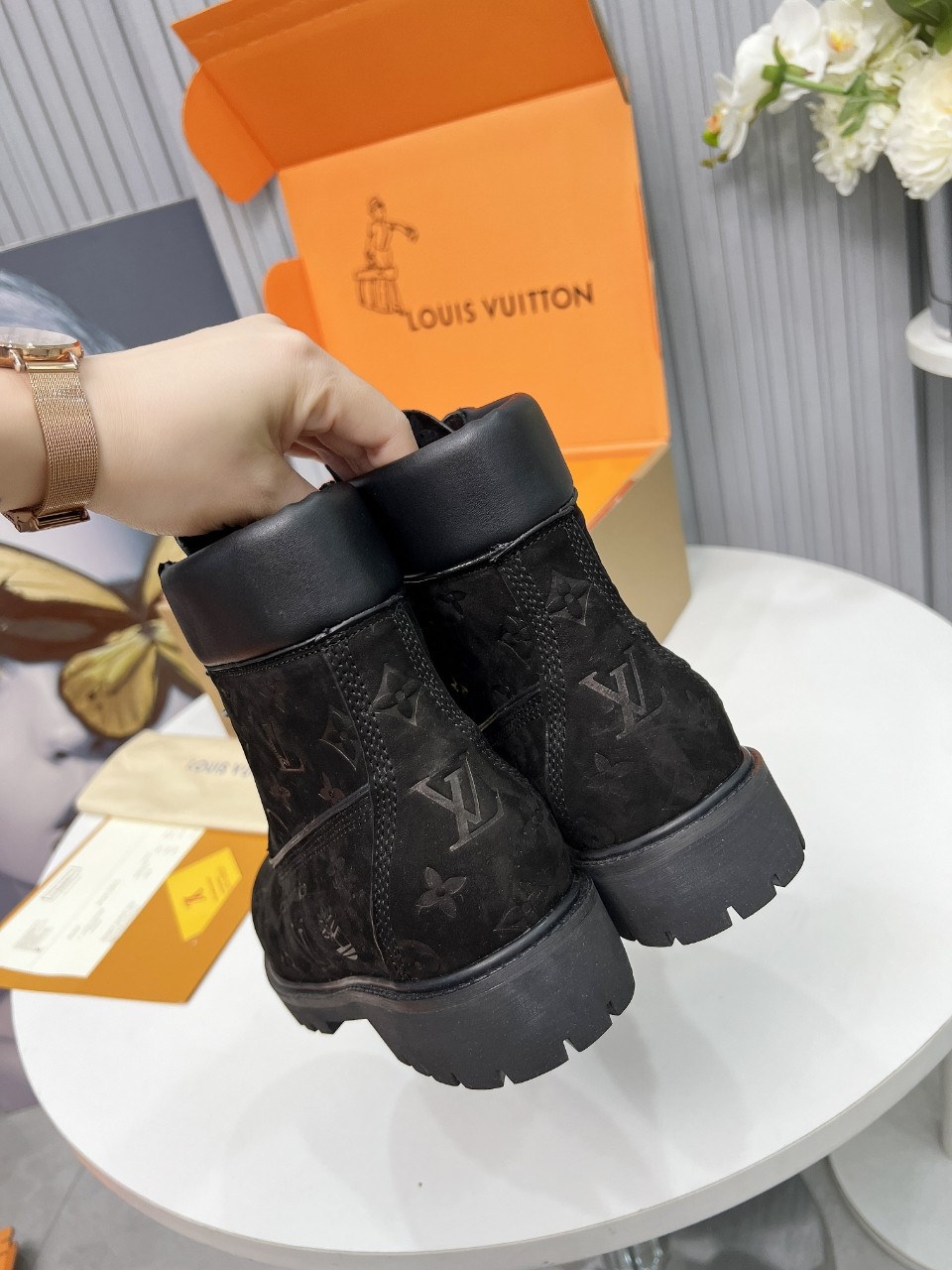 Louis Vuitton Timberland Male Boots Cow Leather Waterproof M-l-s