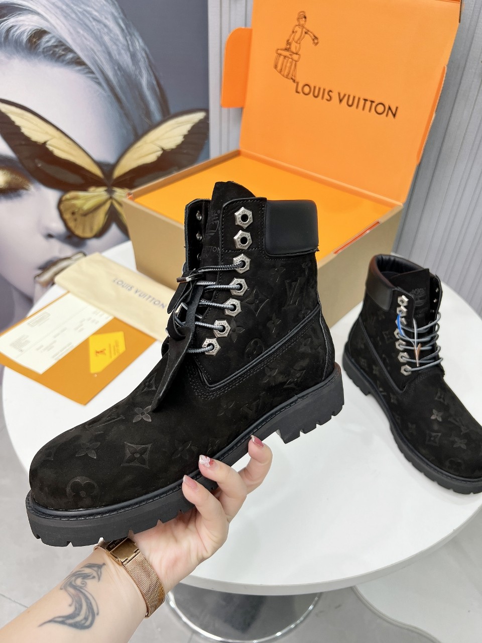 Louis Vuitton Timberland Male Boots Cow Leather Waterproof M-l-s