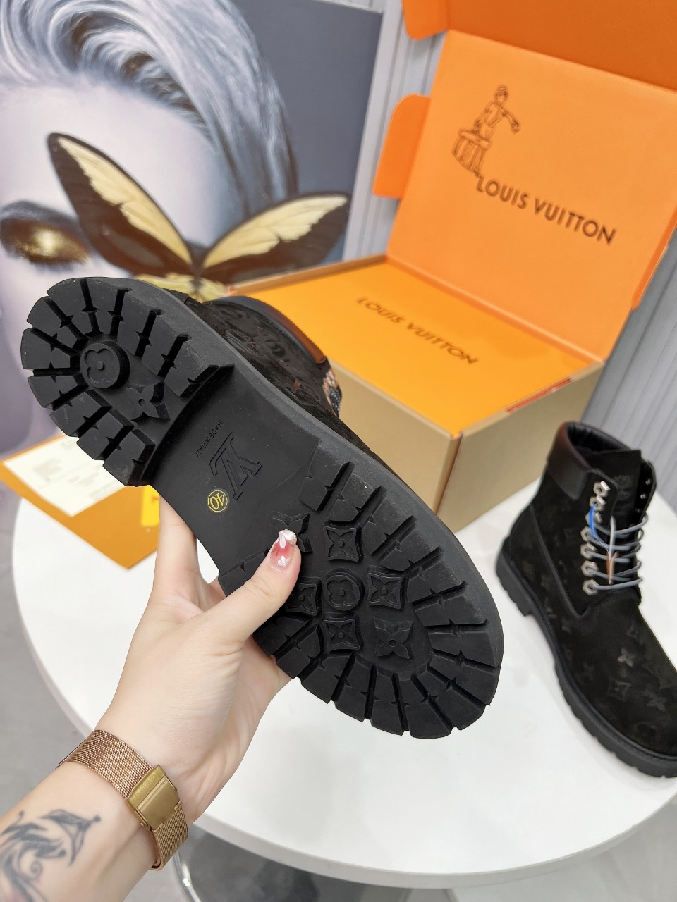 Louis Vuitton Timberland Male Boots Cow Leather Waterproof M-l-s