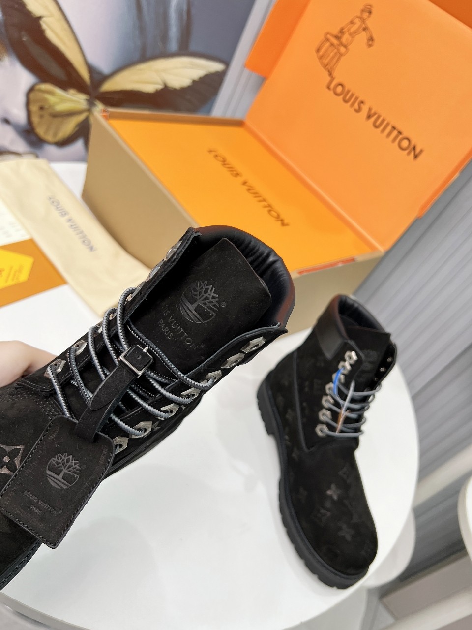 Louis Vuitton Timberland Male Boots Cow Leather Waterproof M-l-s