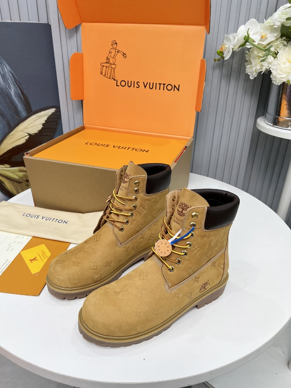 Louis Vuitton Timberland Male Boots Cow Leather Waterproof M-l-s