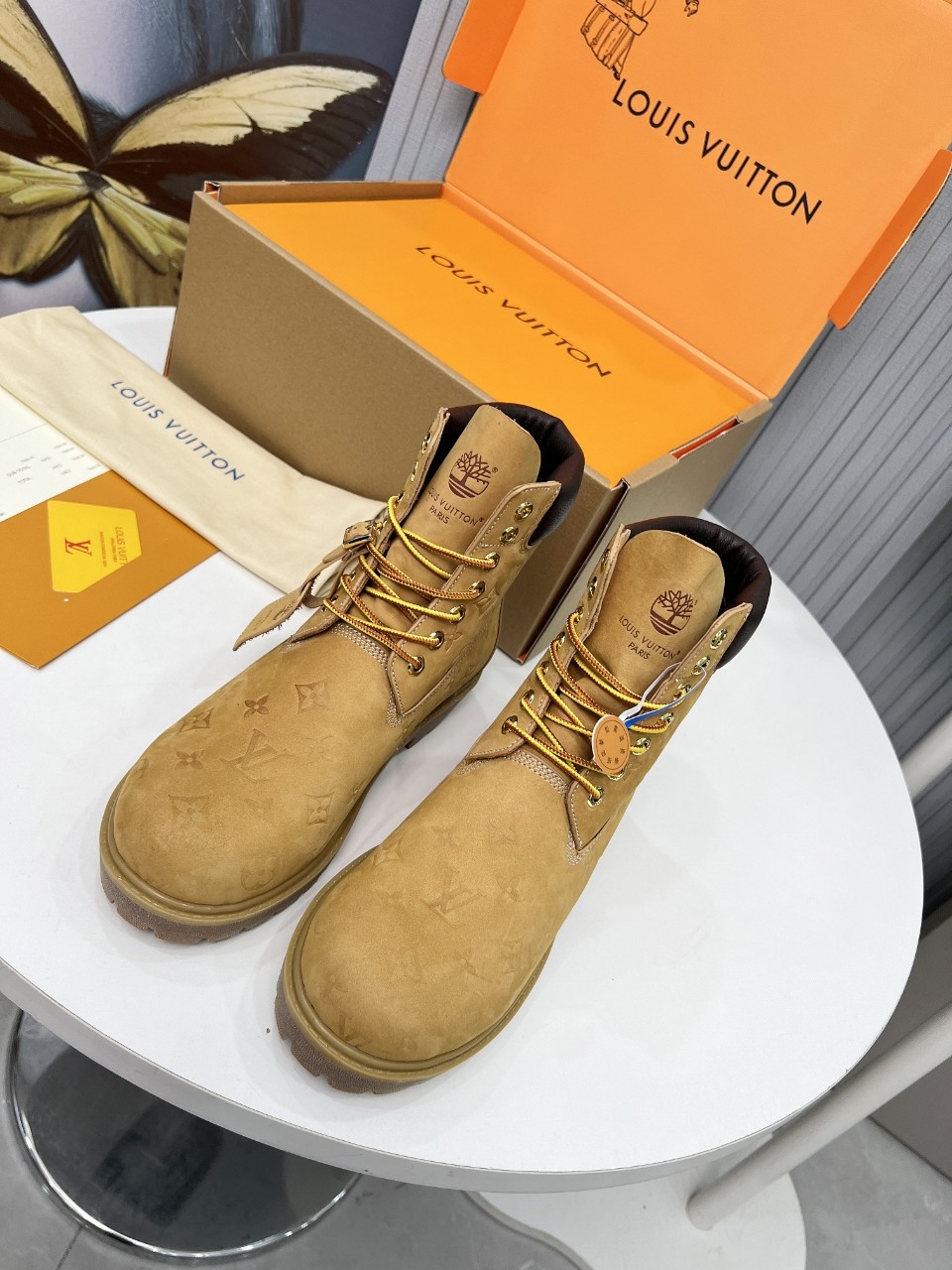 Louis Vuitton Timberland Male Boots Cow Leather Waterproof M-l-s