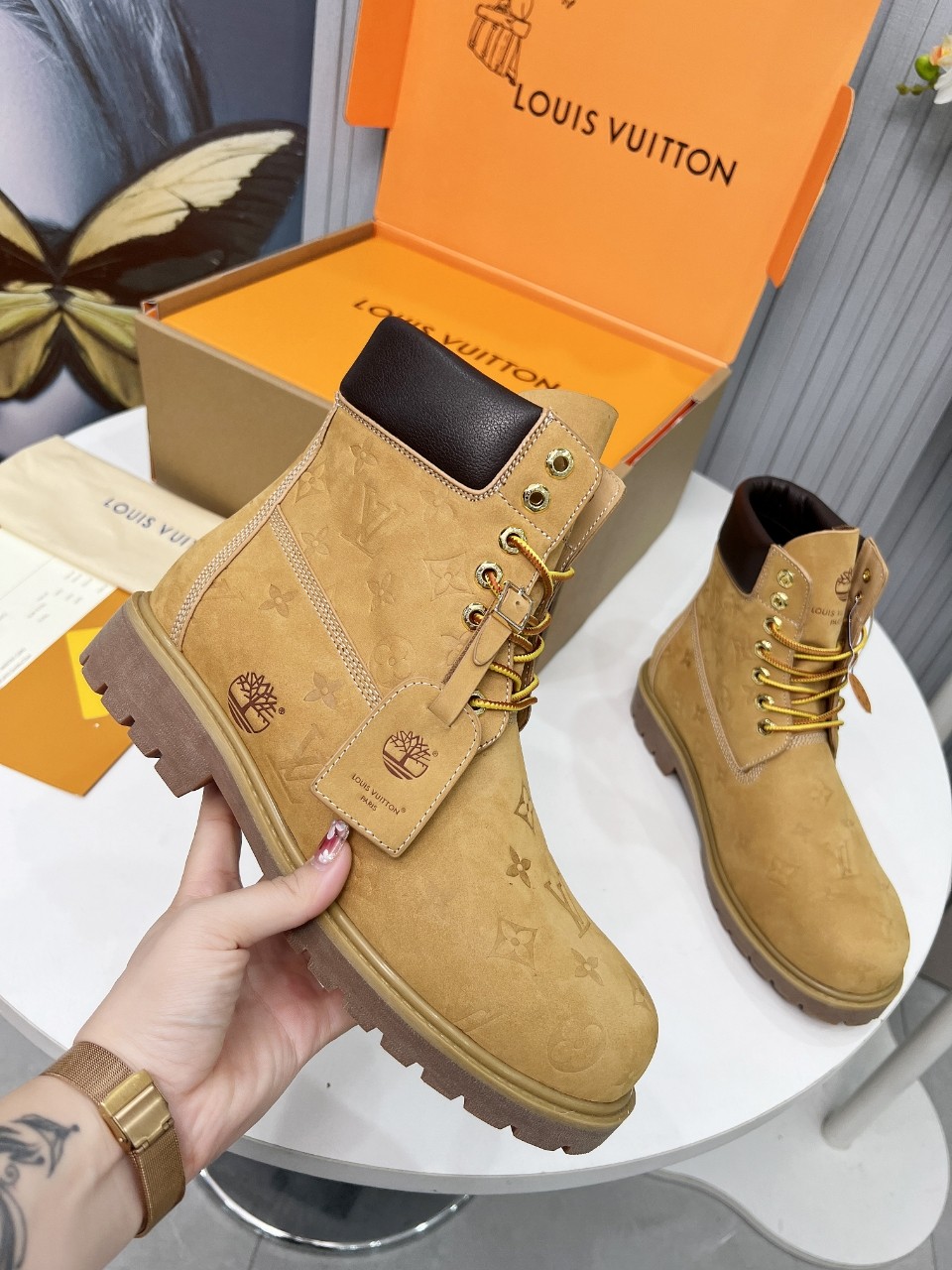 Louis Vuitton Timberland Male Boots Cow Leather Waterproof M-l-s