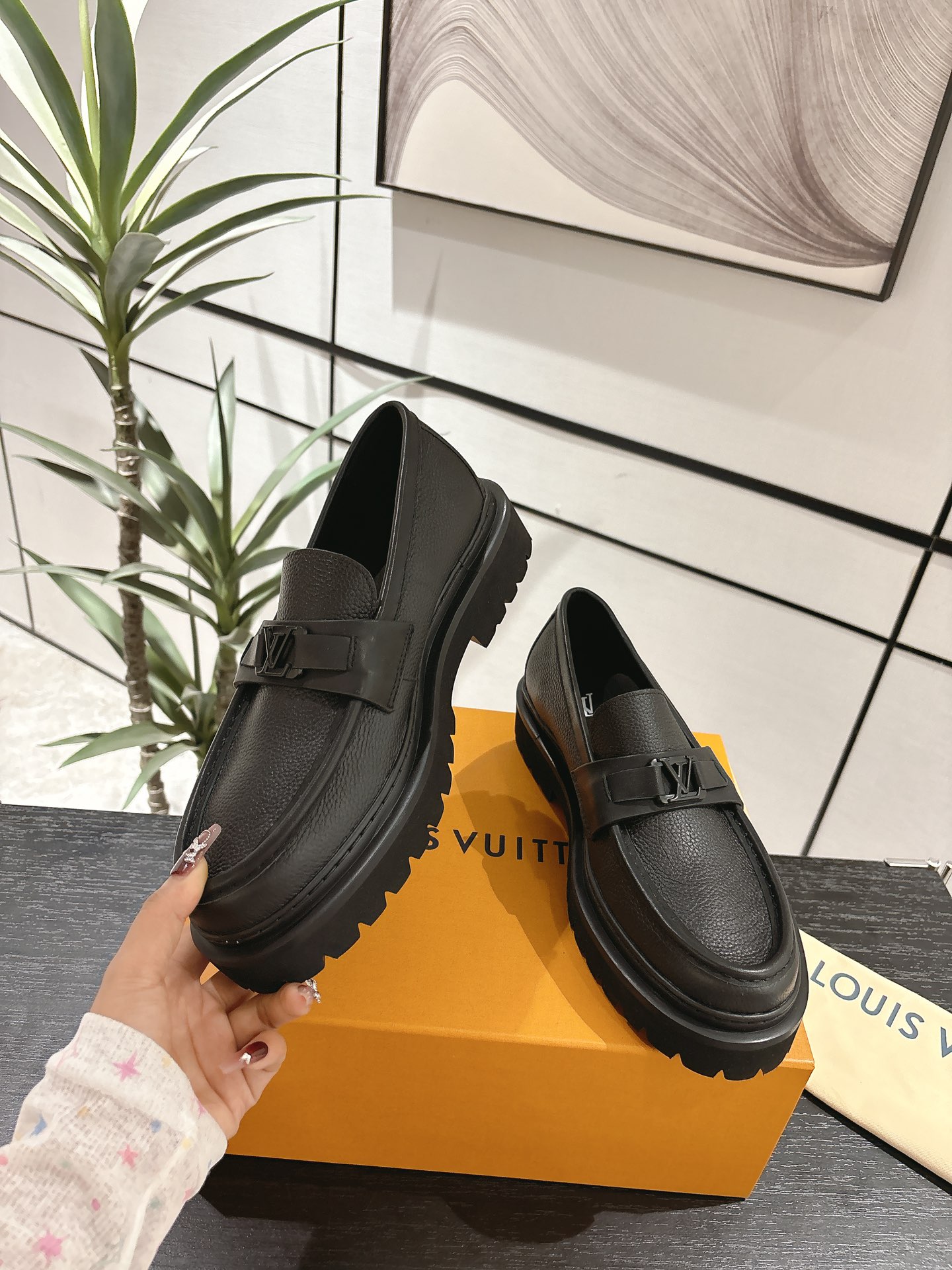 Louis Vuitton Male Loafers Cow Leather M-l-s