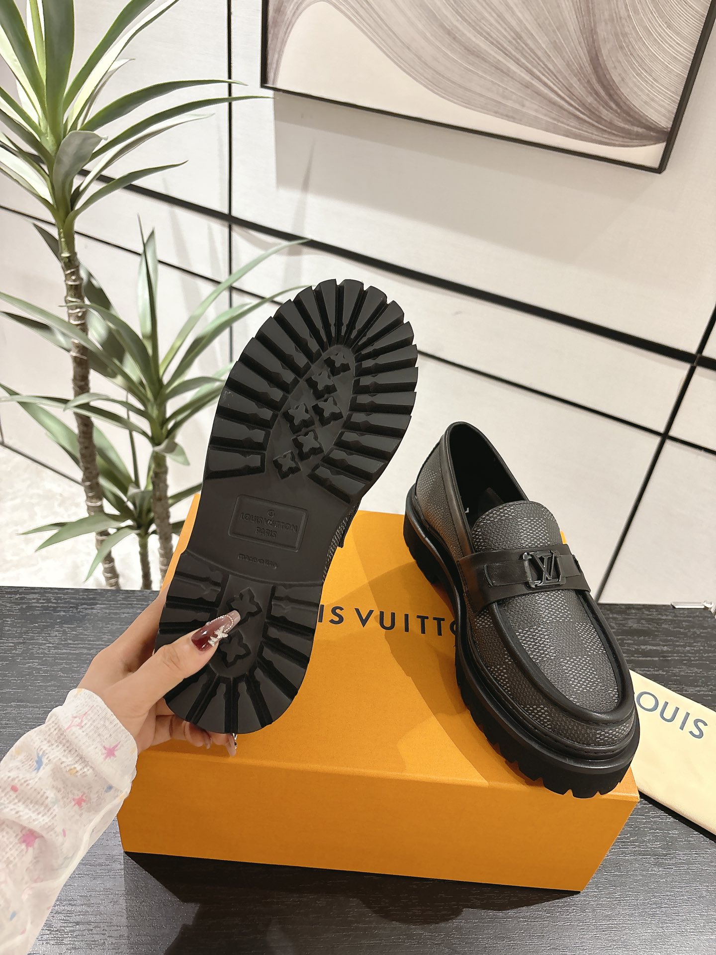 Louis Vuitton Male Loafers Cow Leather M-l-s