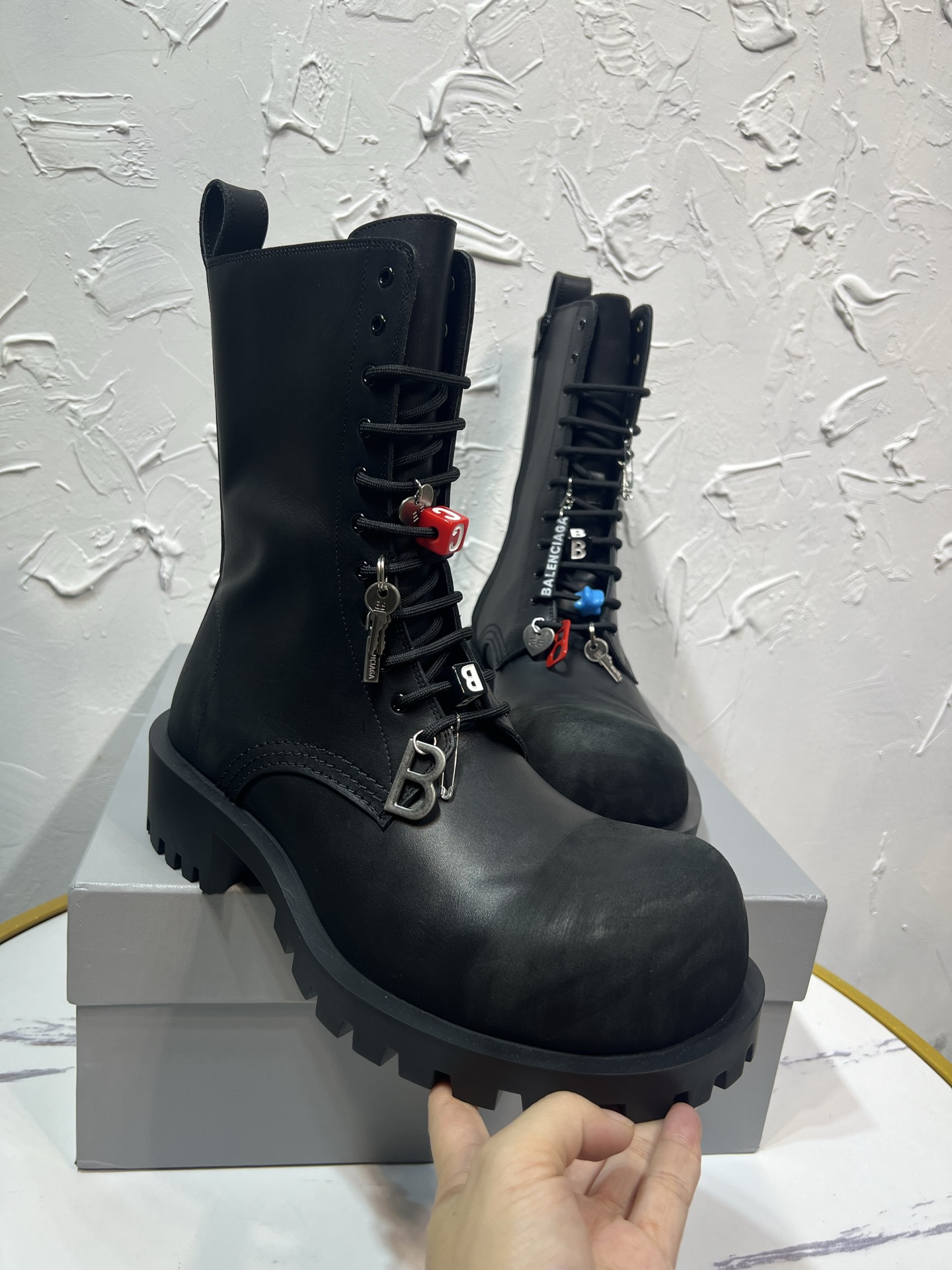 Balenciaga Male Boots Cow Leather Black M-l