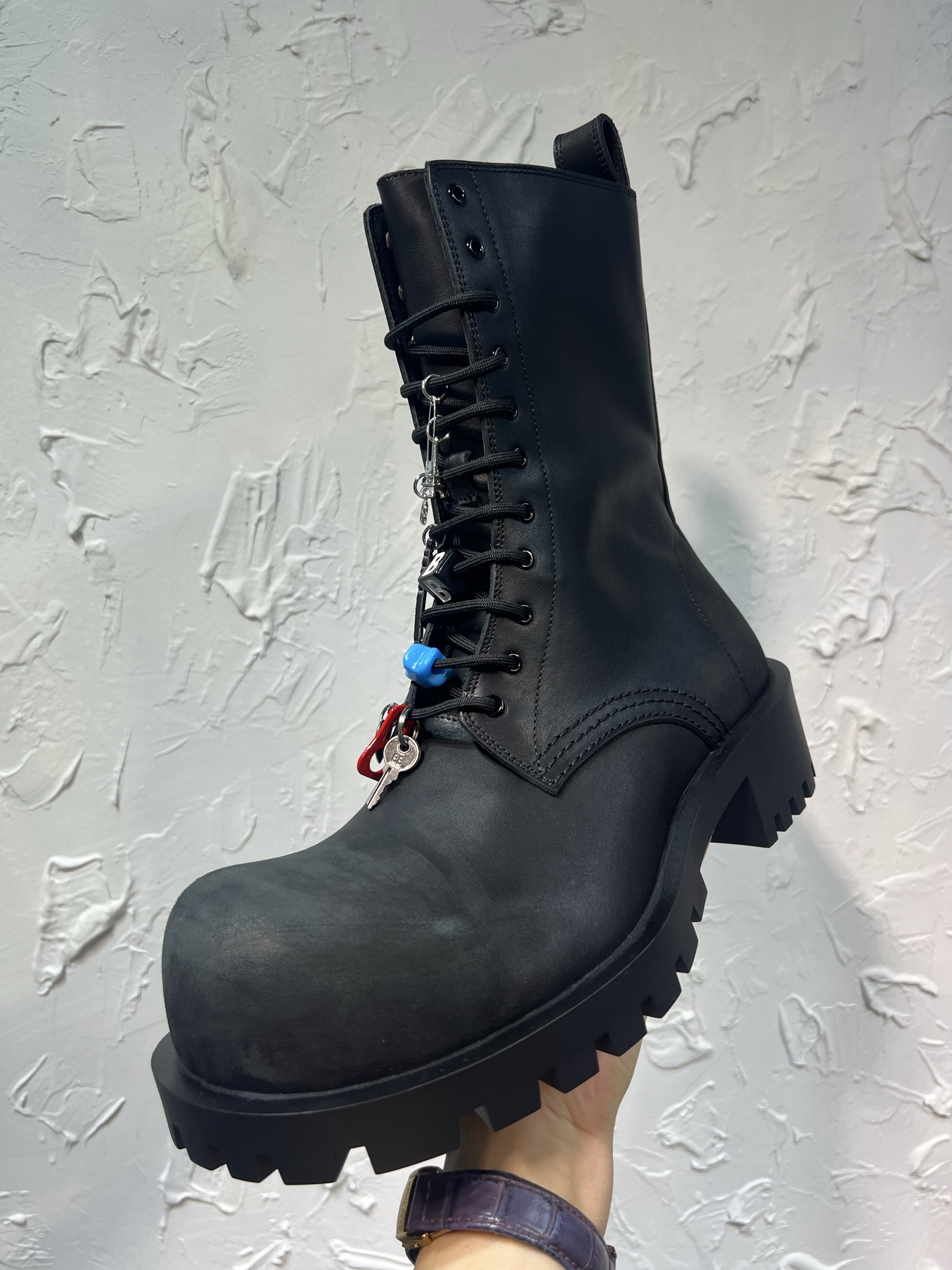 Balenciaga Male Boots Cow Leather Black M-l