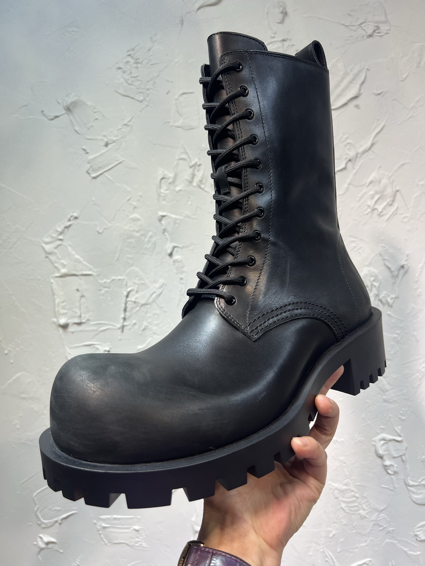 Balenciaga Male Boots Cow Leather Black M-l