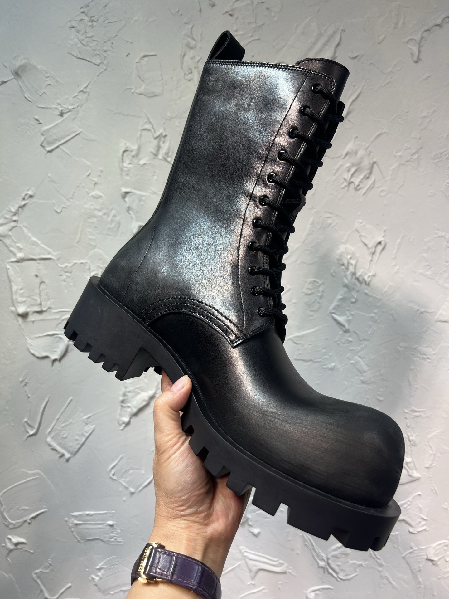 Balenciaga Male Boots Cow Leather Black M-l