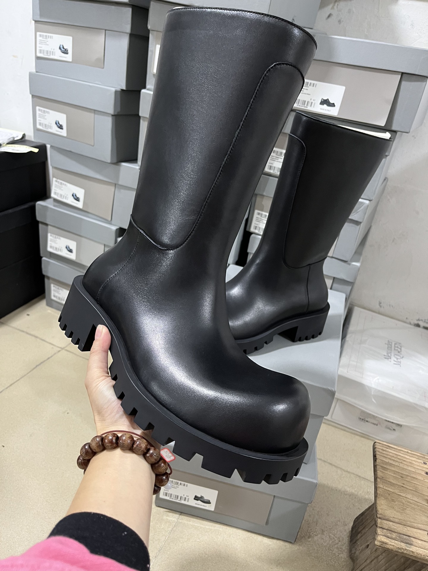 Balenciaga Male Boots Cow Leather Black M-l