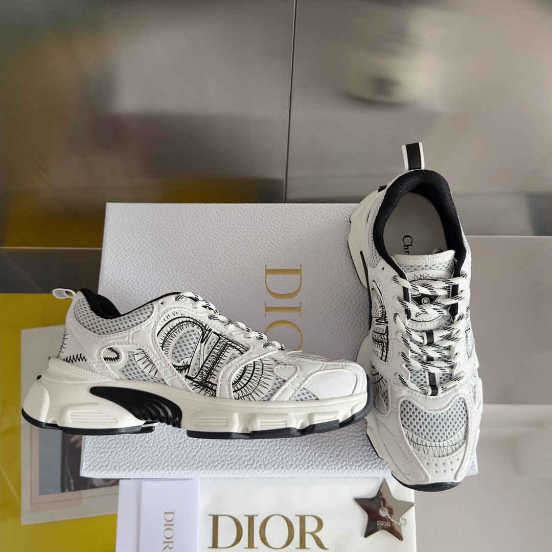 Dior Couple Sneakers Black Breathable M-s