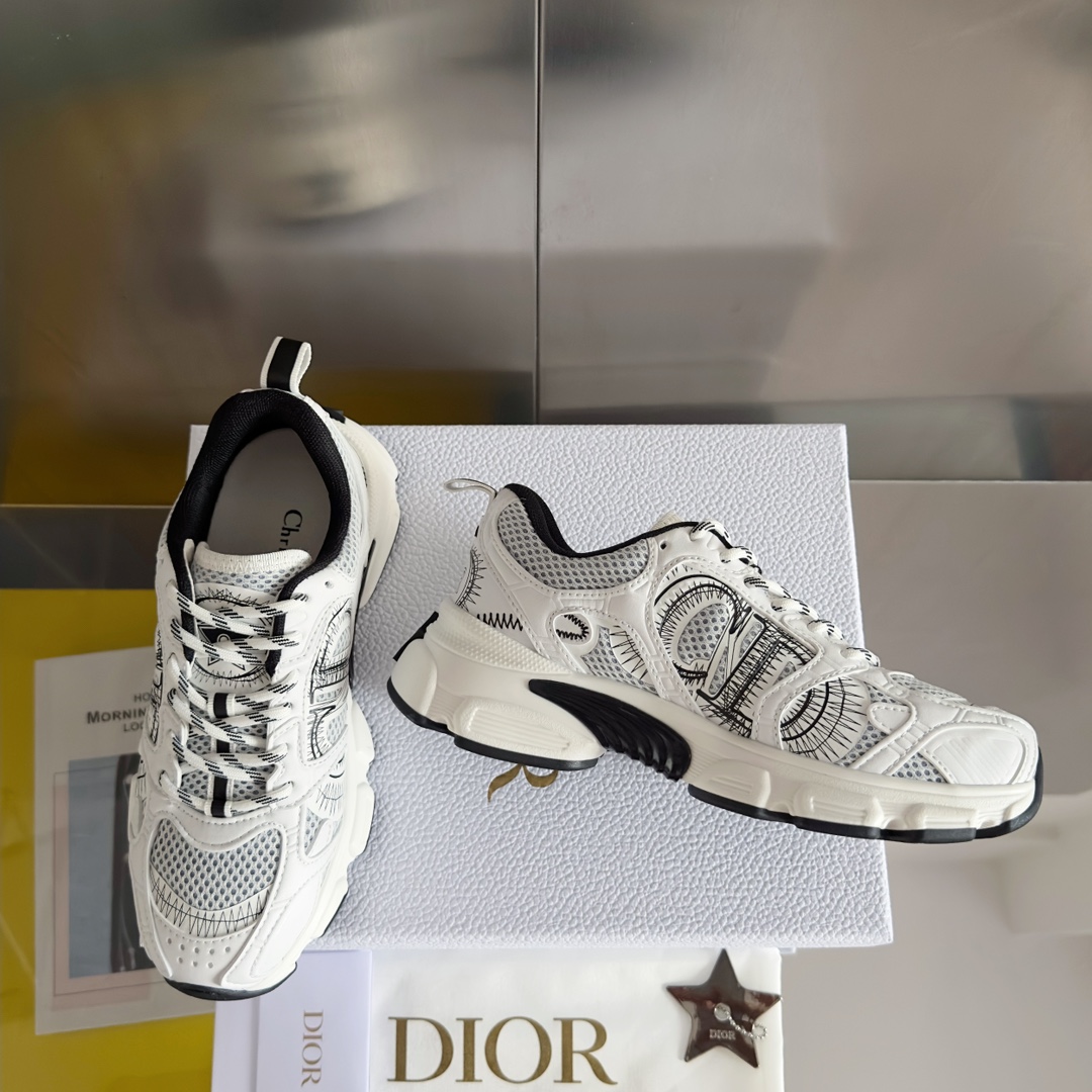 Dior Couple Sneakers Black Breathable M-s