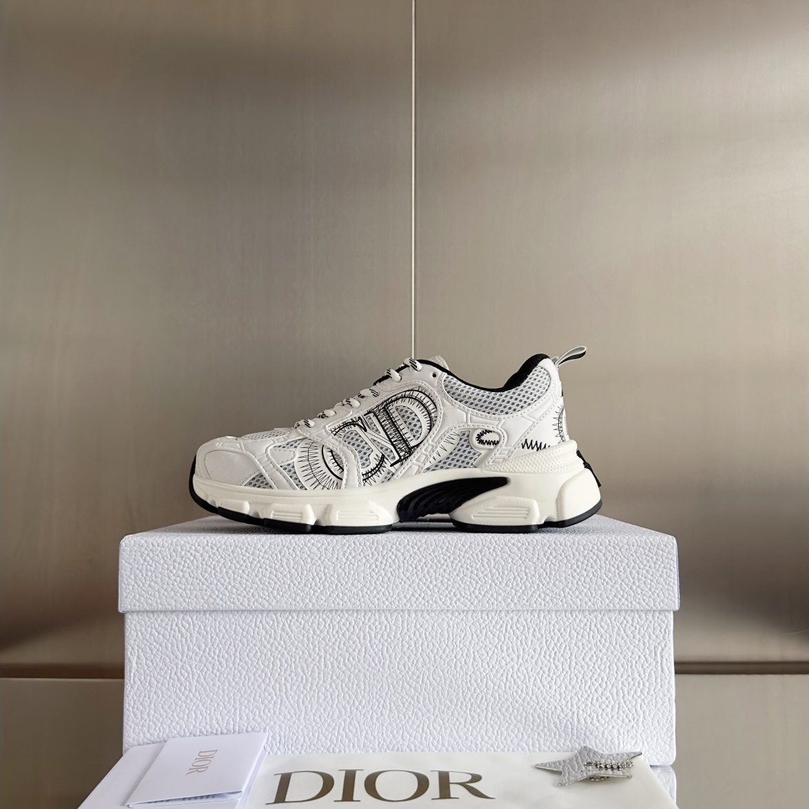 Dior Couple Sneakers Black Breathable M-s