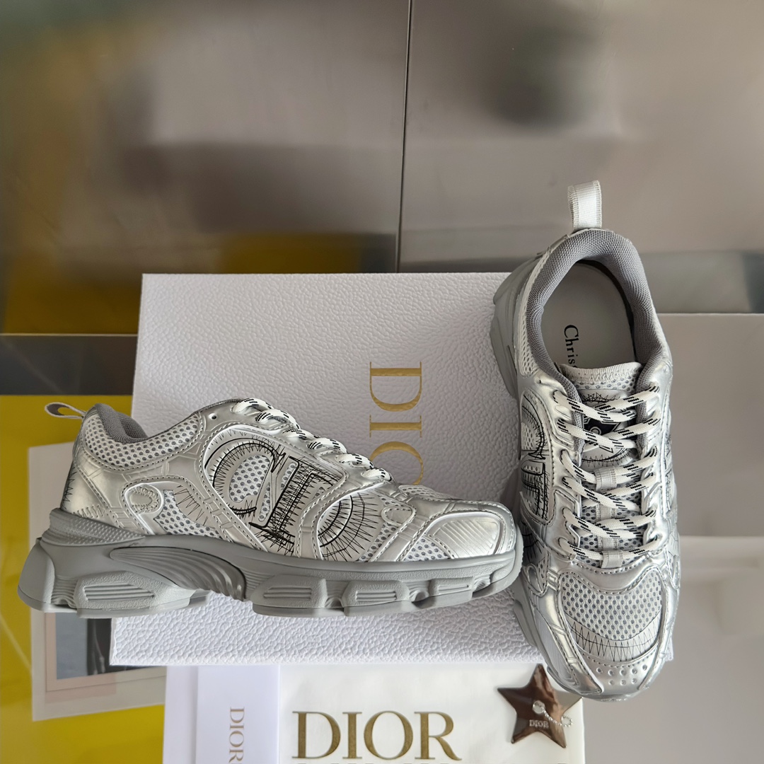 Dior Couple Sneakers Black Breathable M-s