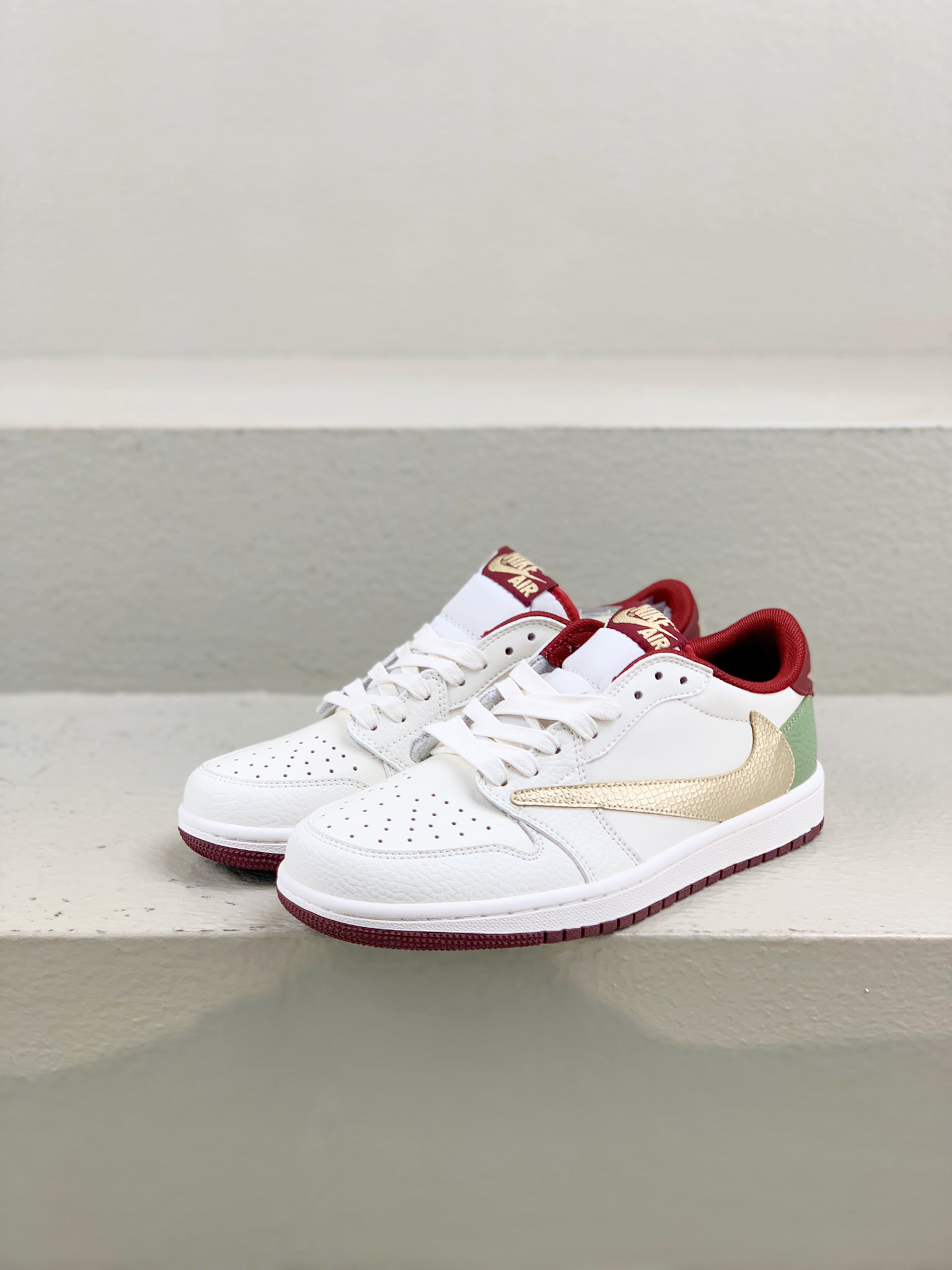 Dior Jordan Nike Male Leather Shoes Red M-l-s