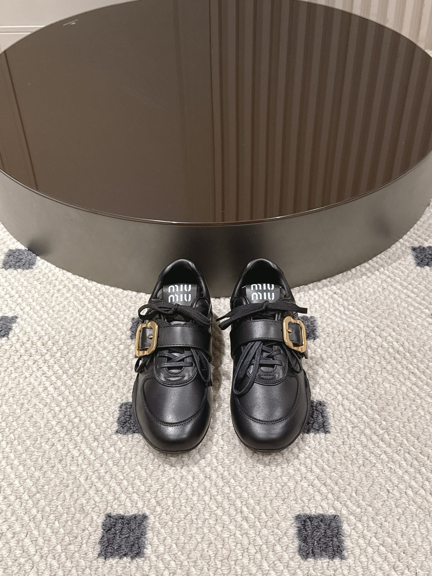 Miu Miu Female Leather Shoes Cow Leather Black M