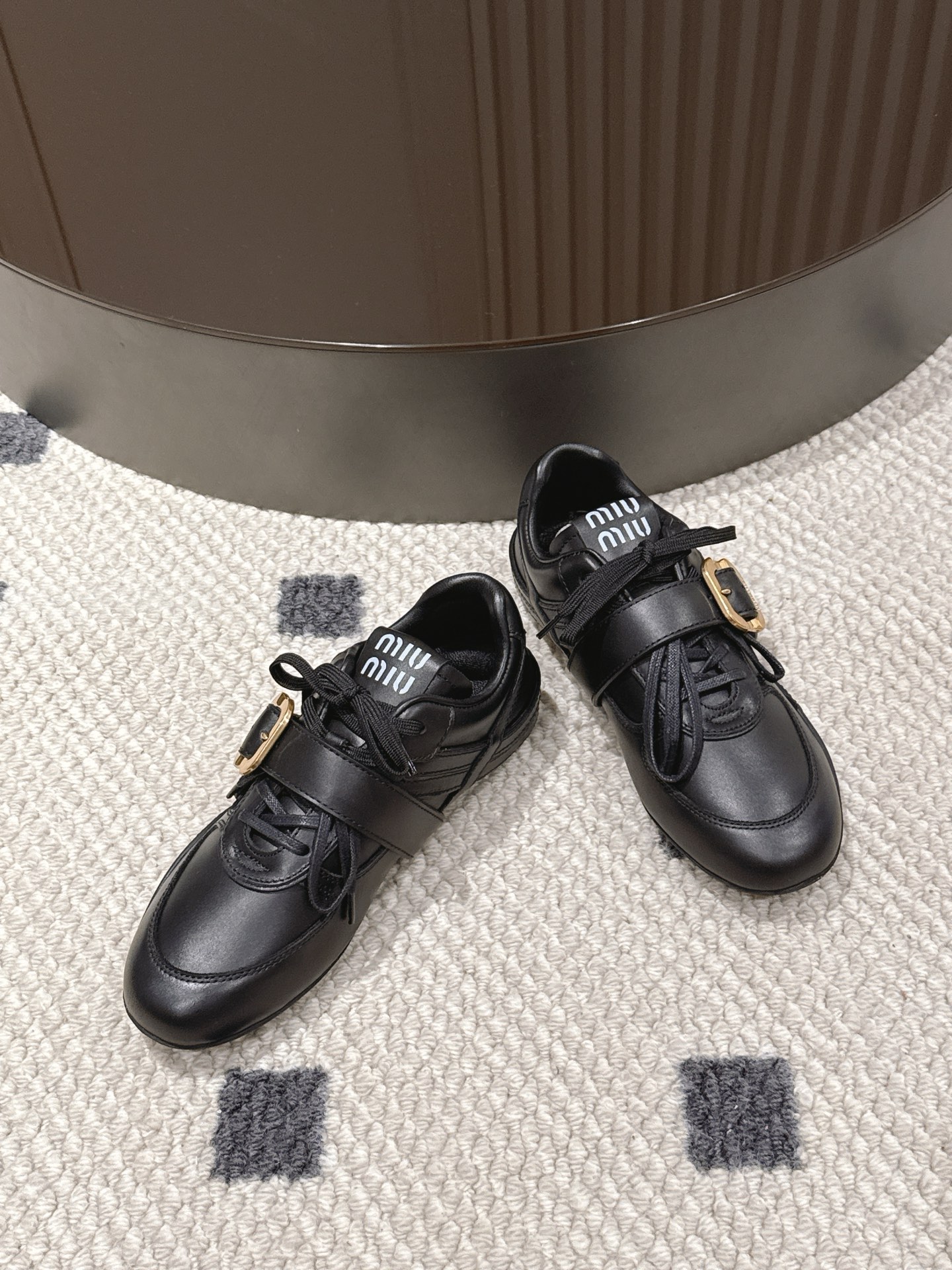 Miu Miu Female Leather Shoes Cow Leather Black M