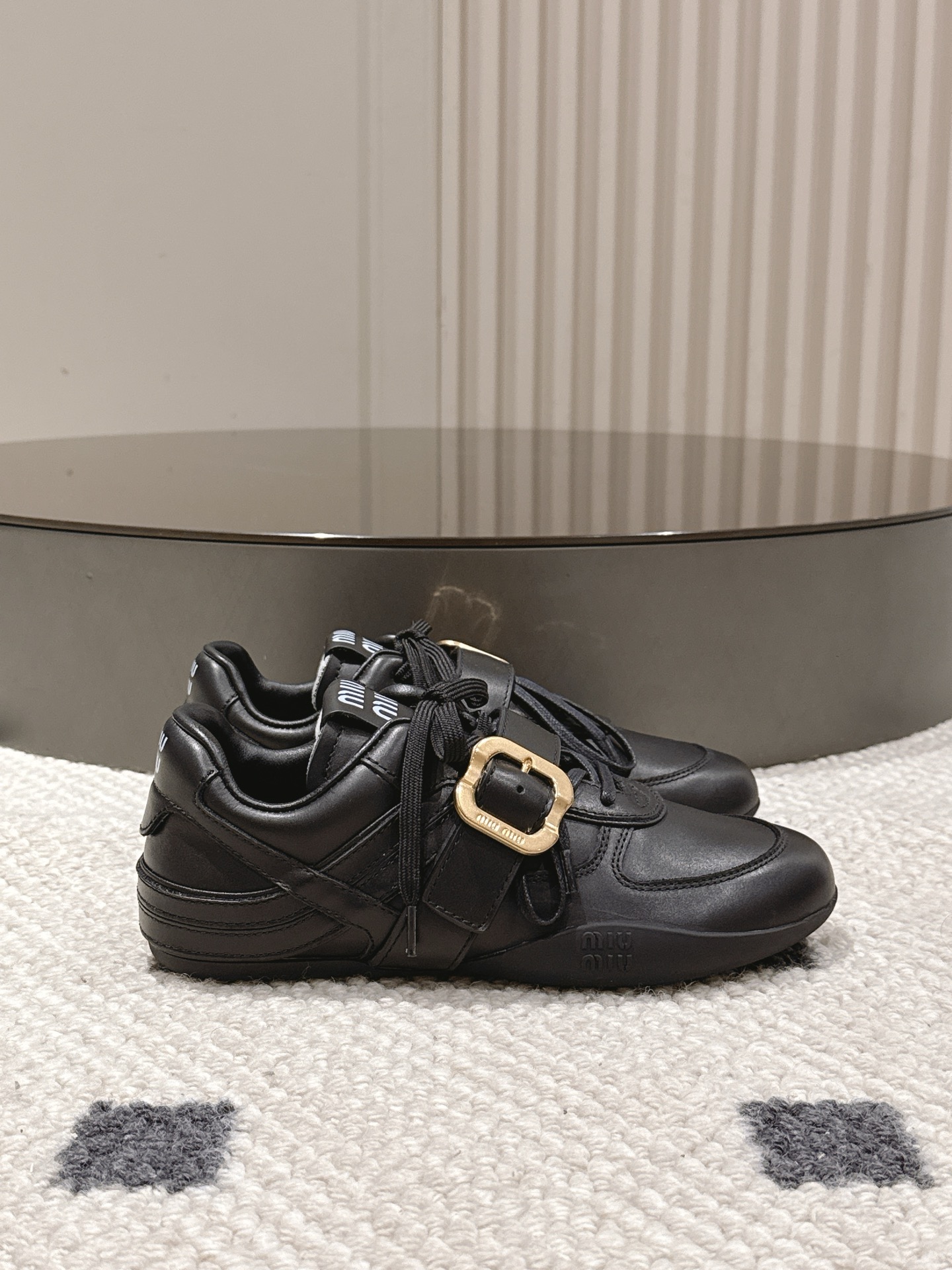 Miu Miu Female Leather Shoes Cow Leather Black M