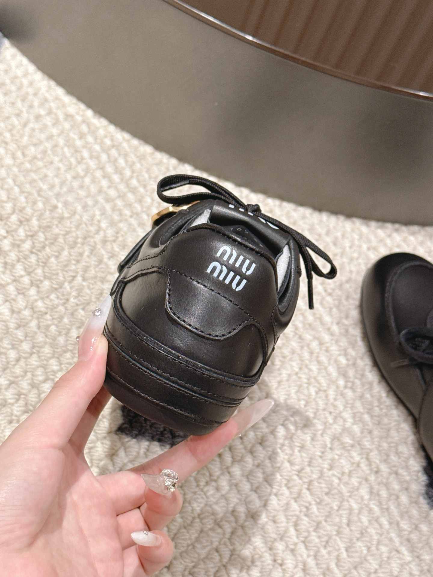 Miu Miu Female Leather Shoes Cow Leather Black M