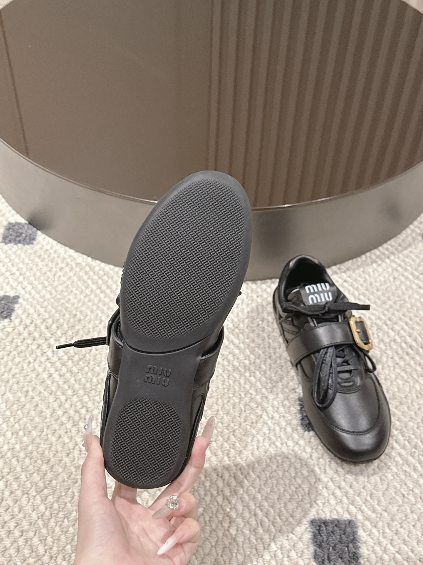 Miu Miu Female Leather Shoes Cow Leather Black M