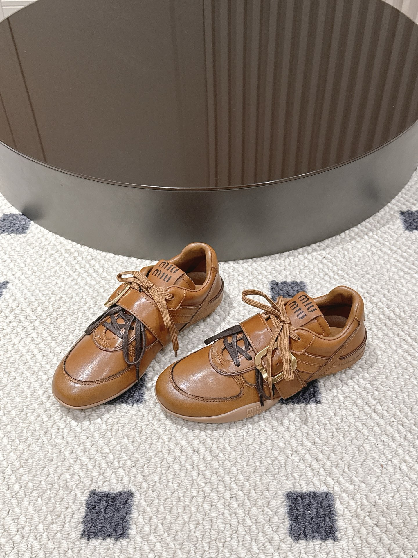 Miu Miu Female Leather Shoes Cow Leather Black M