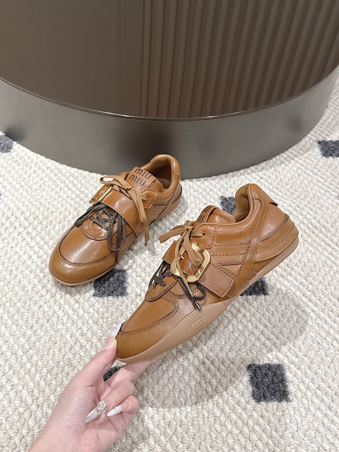 Miu Miu Female Leather Shoes Cow Leather Black M