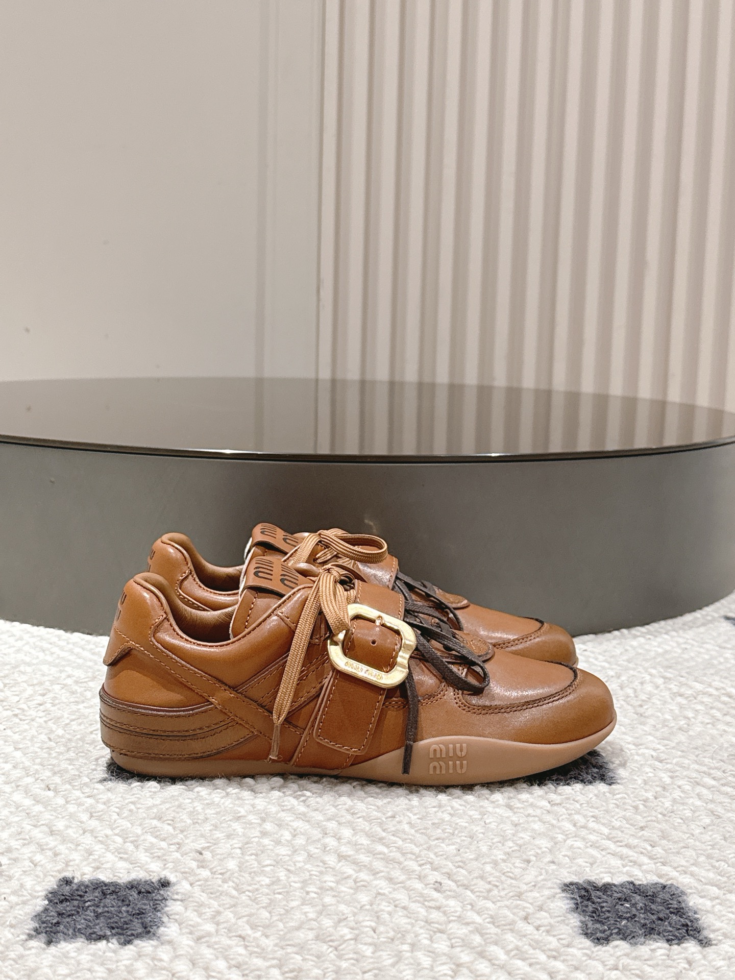 Miu Miu Female Leather Shoes Cow Leather Black M