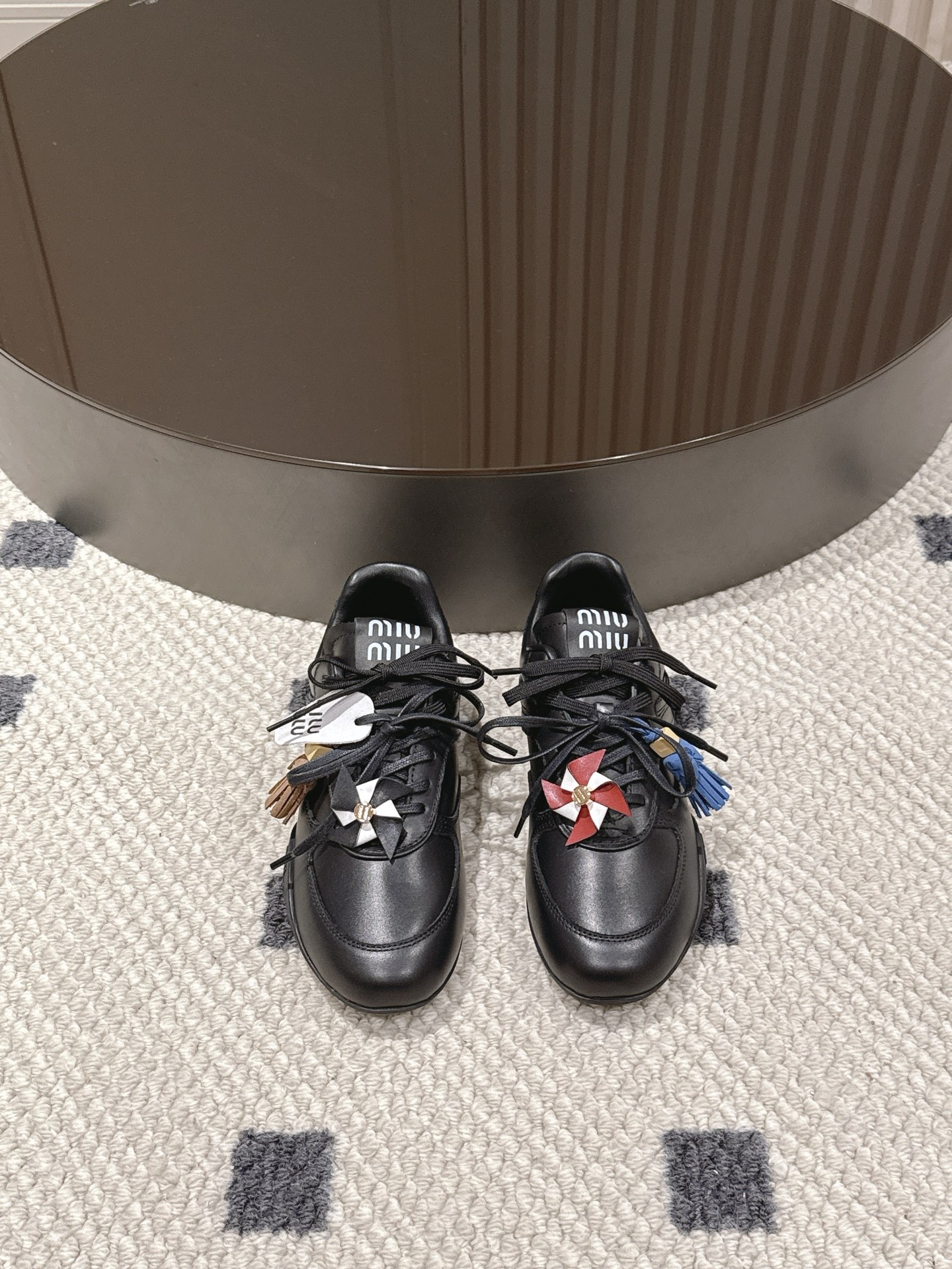 Miu Miu Female Leather Shoes Cow Leather Black M