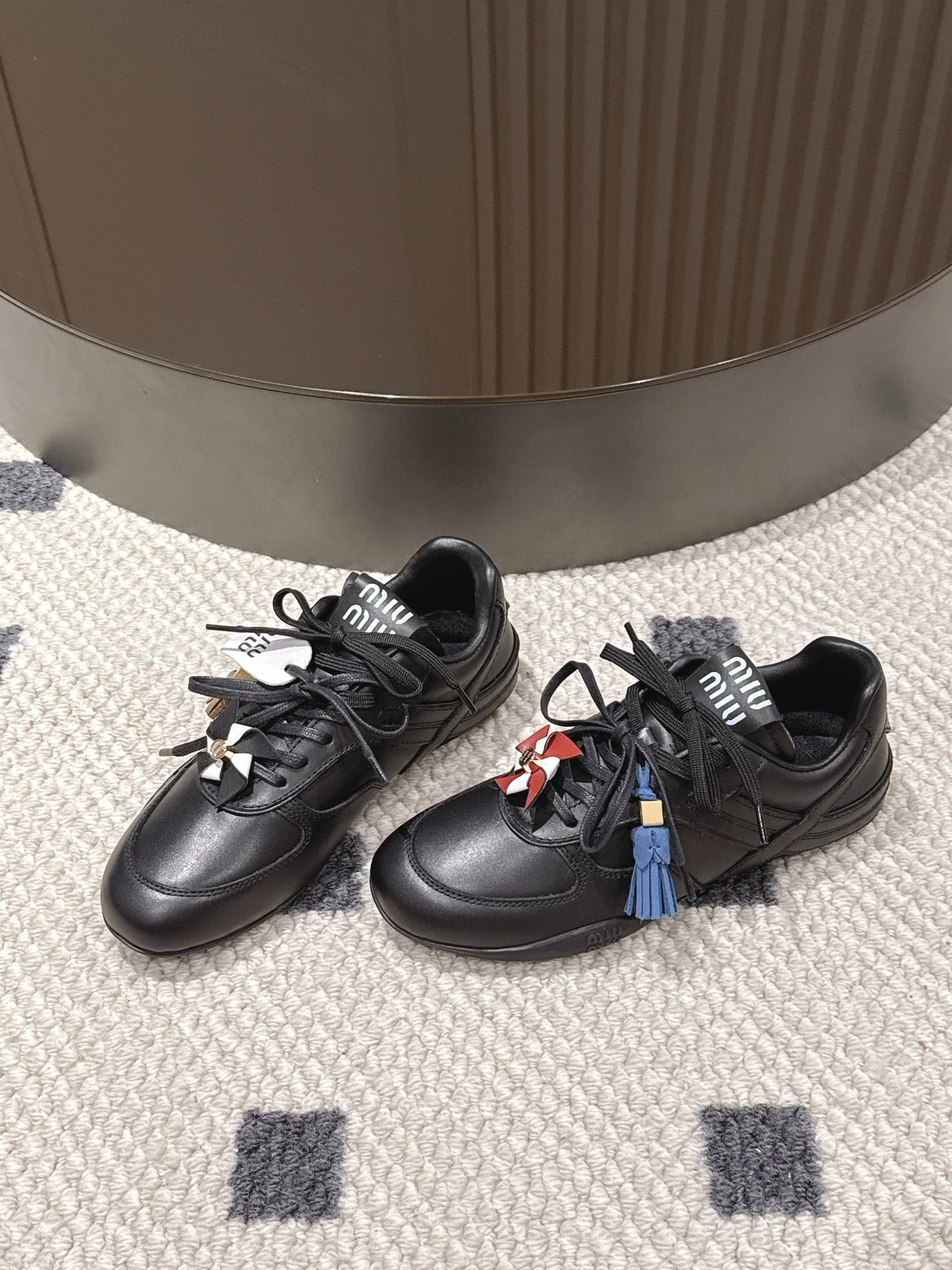 Miu Miu Female Leather Shoes Cow Leather Black M