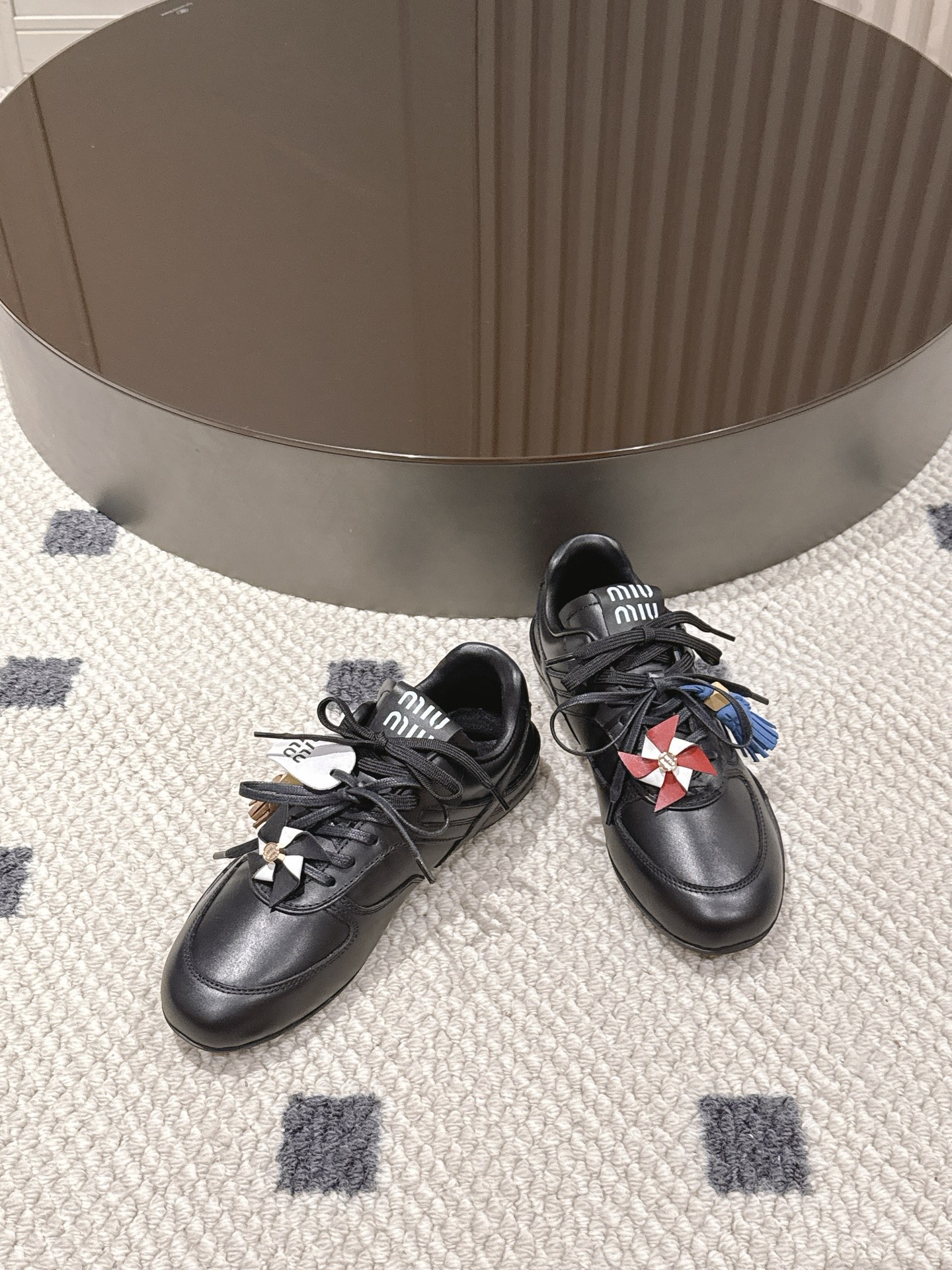 Miu Miu Female Leather Shoes Cow Leather Black M