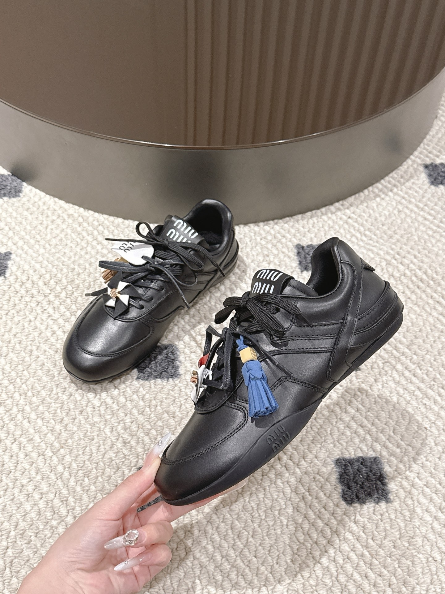 Miu Miu Female Leather Shoes Cow Leather Black M