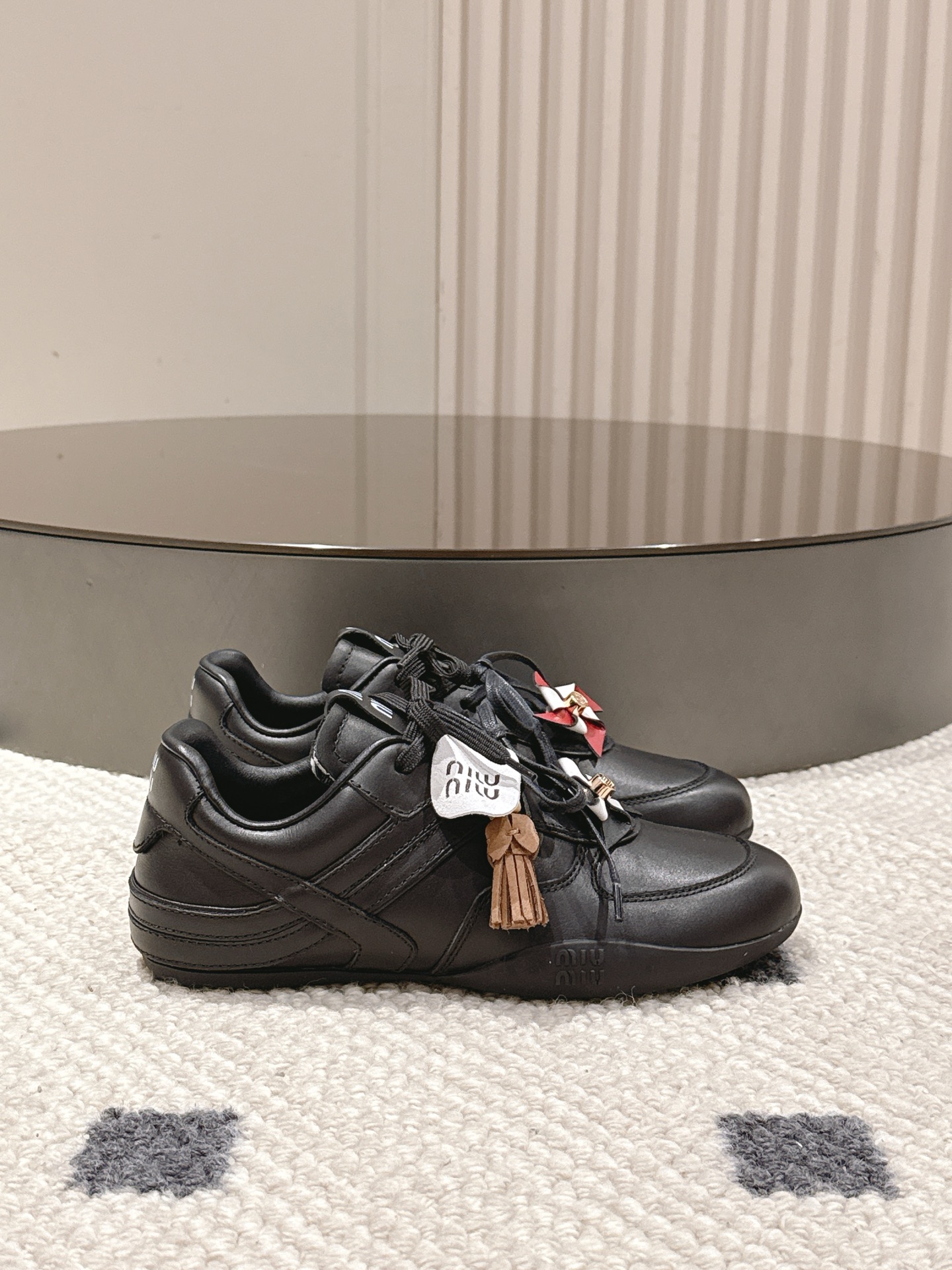 Miu Miu Female Leather Shoes Cow Leather Black M