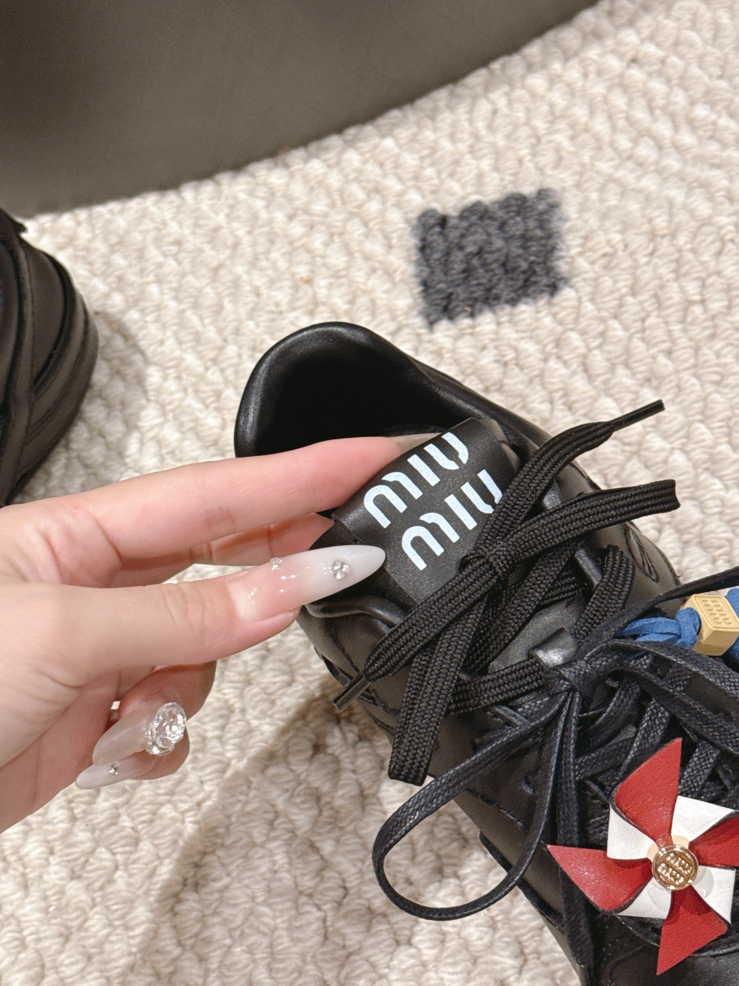 Miu Miu Female Leather Shoes Cow Leather Black M