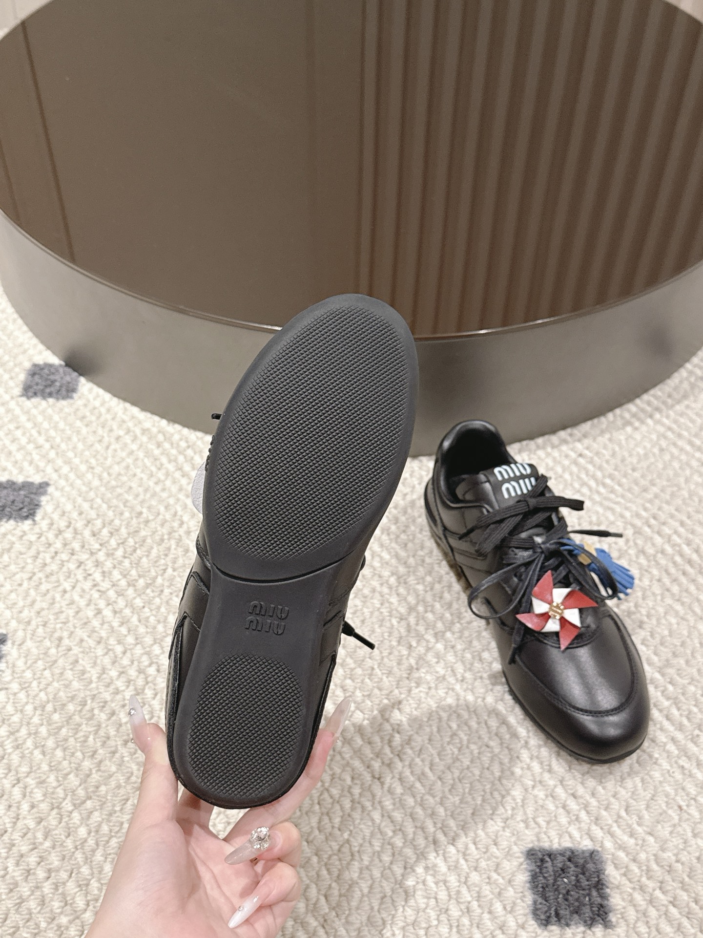 Miu Miu Female Leather Shoes Cow Leather Black M