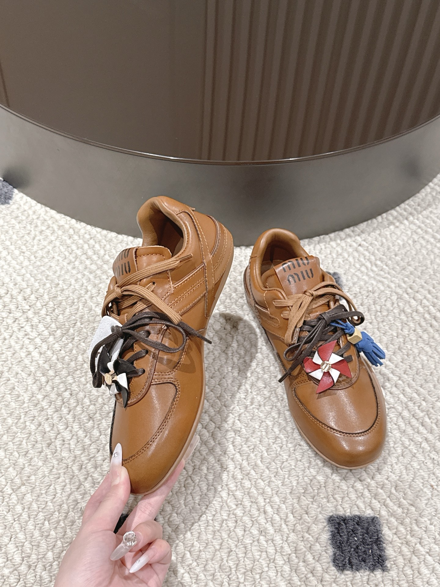 Miu Miu Female Leather Shoes Cow Leather Black M