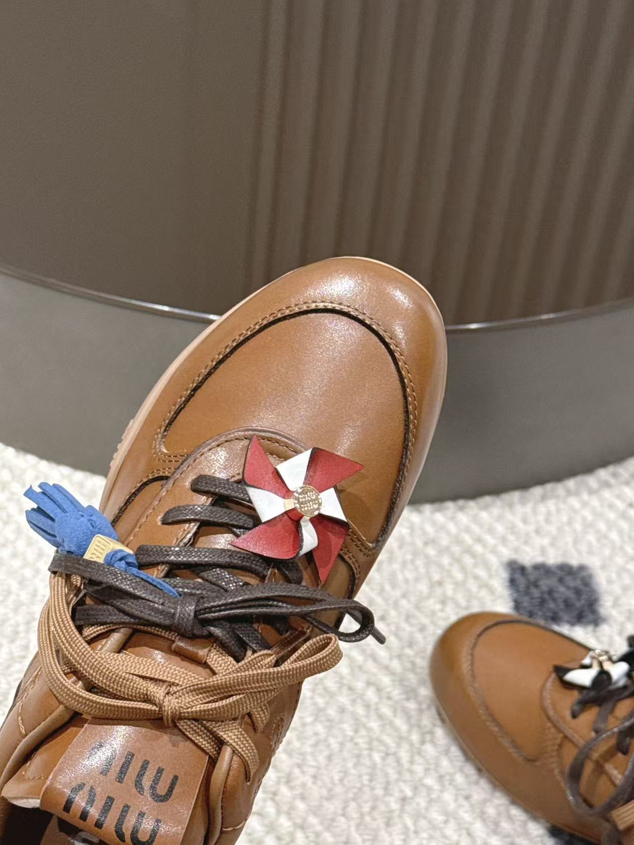 Miu Miu Female Leather Shoes Cow Leather Black M