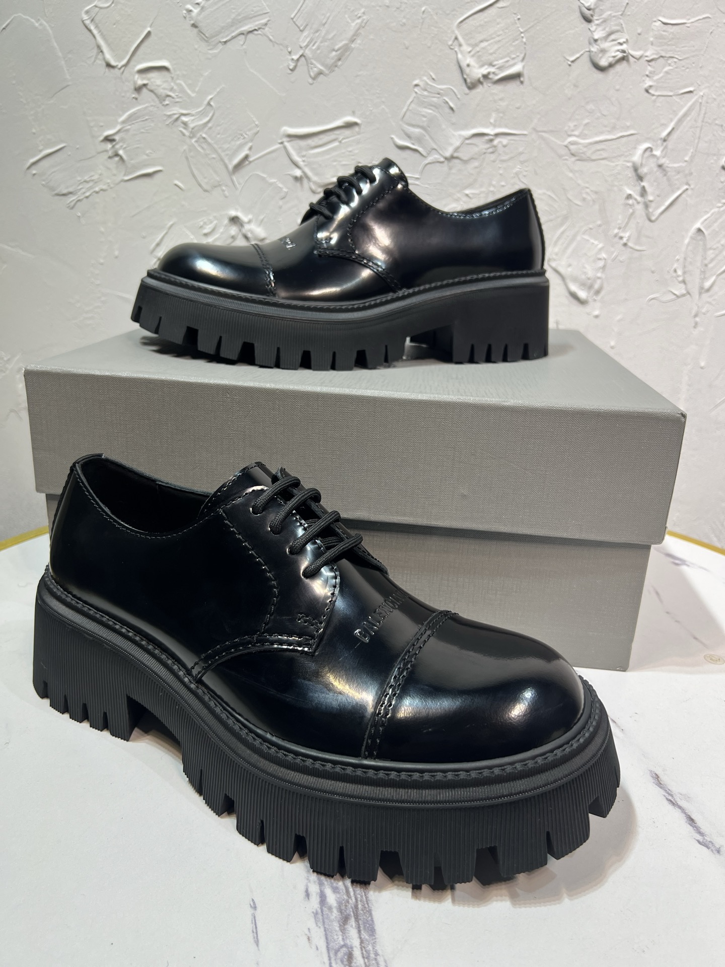 Balenciaga Male Leather Shoes Cow Leather Black M-l