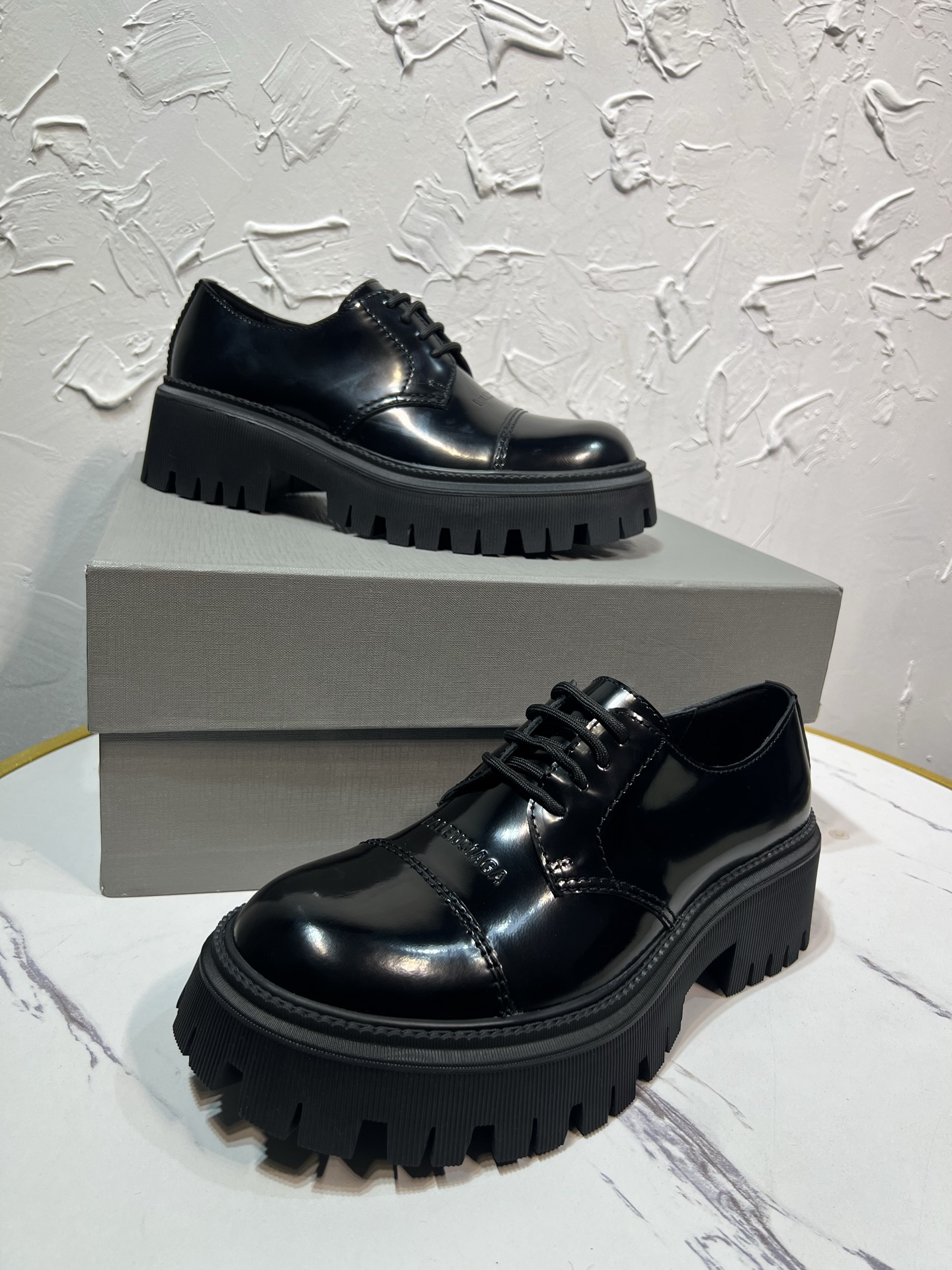 Balenciaga Male Leather Shoes Cow Leather Black M-l