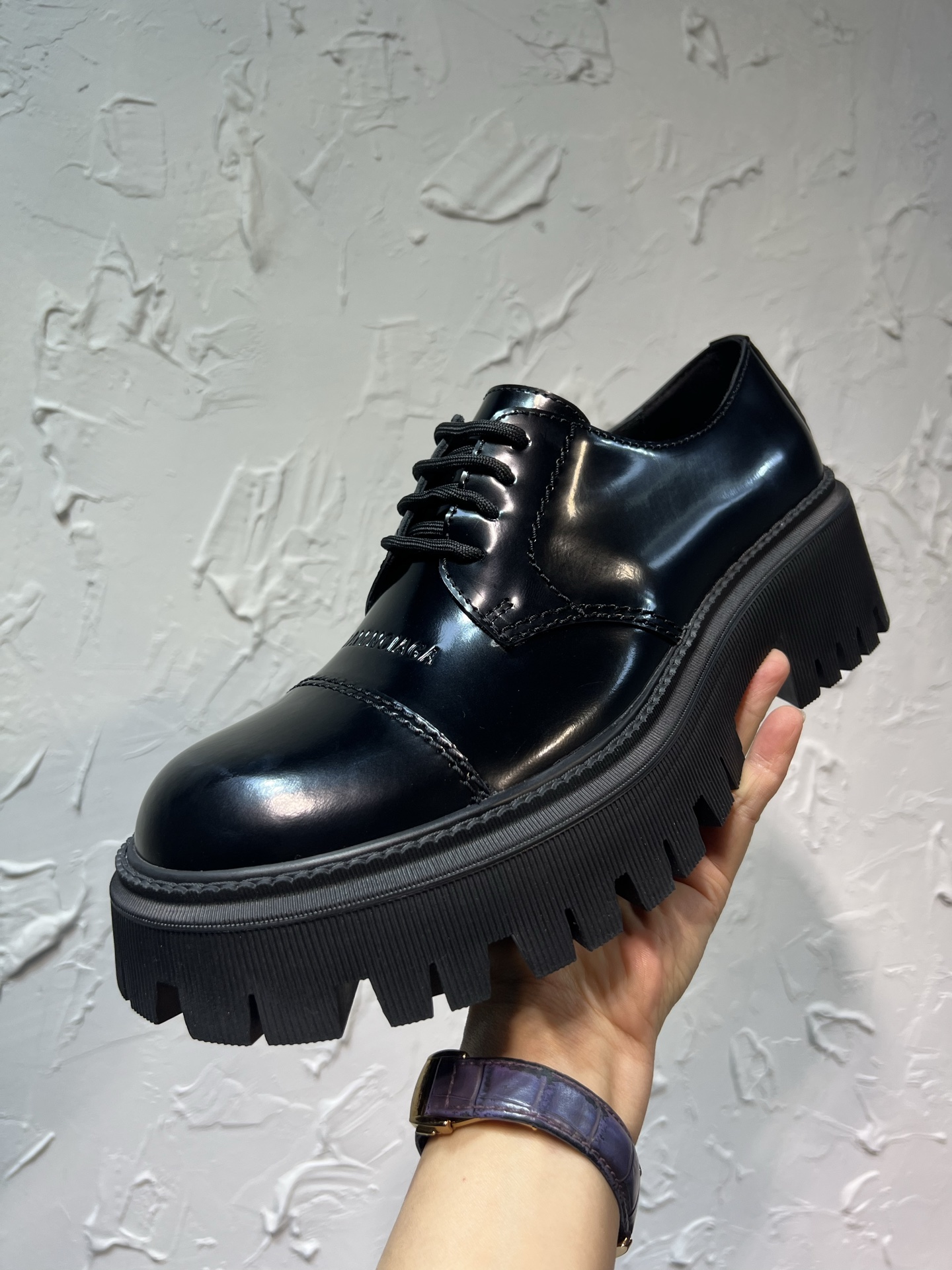 Balenciaga Male Leather Shoes Cow Leather Black M-l